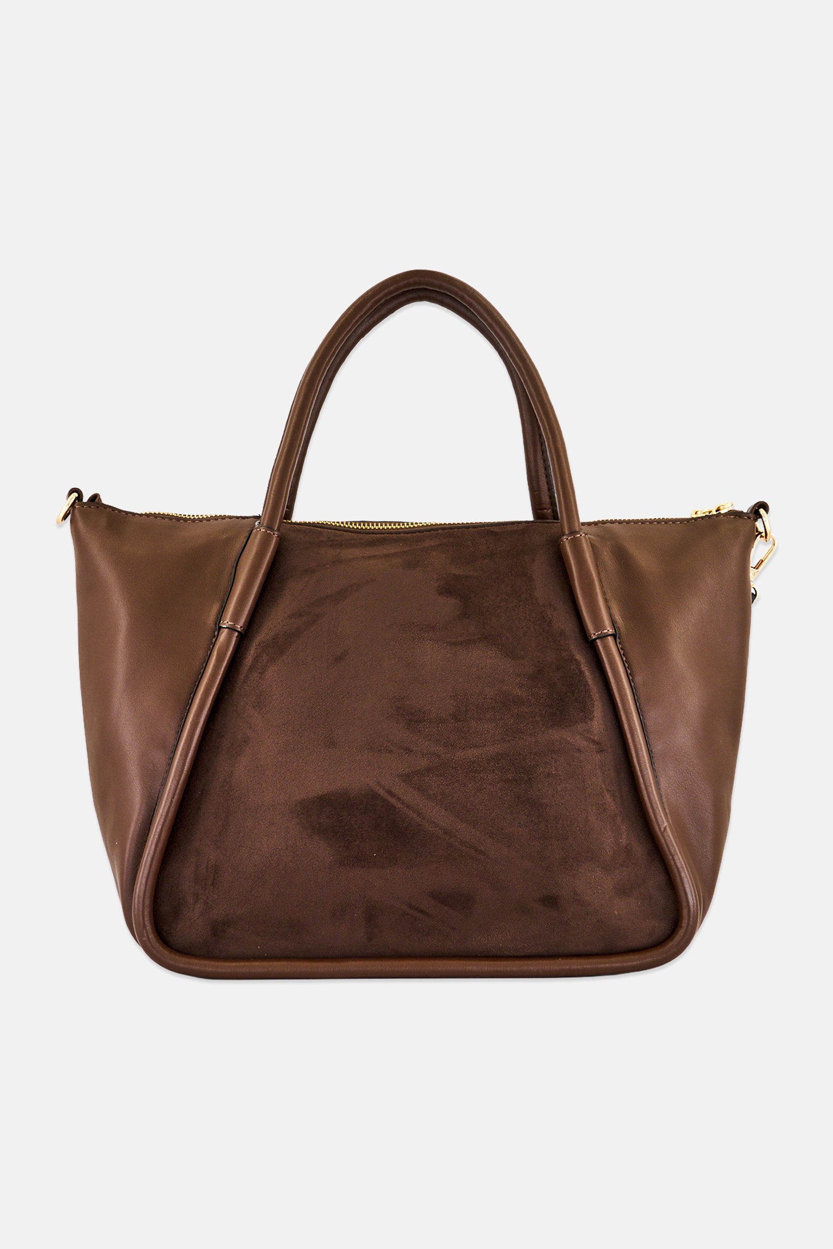 Women Brand Logo Handbag, Dark Brown