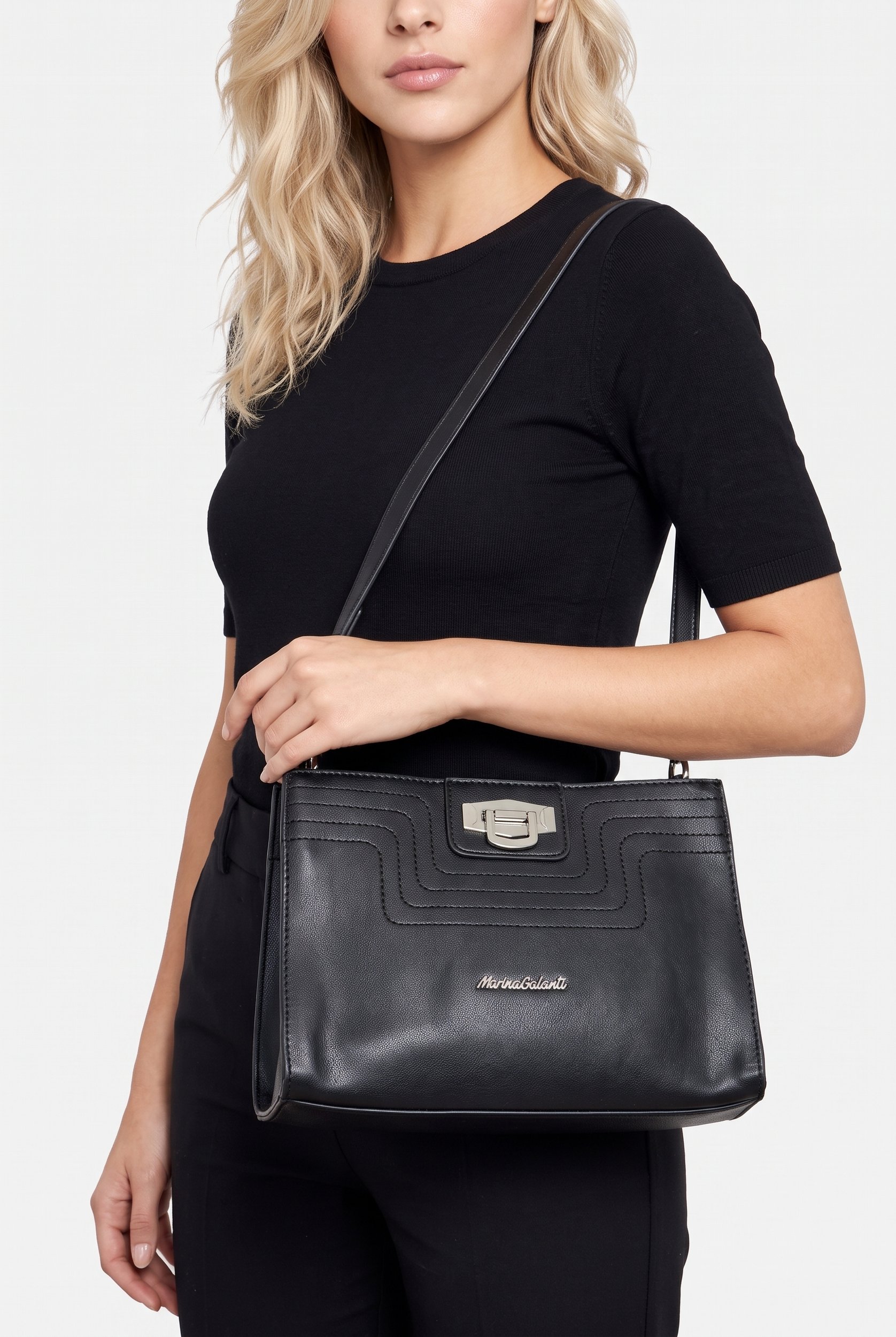 Women Brand Logo Cross Body Bag, Black