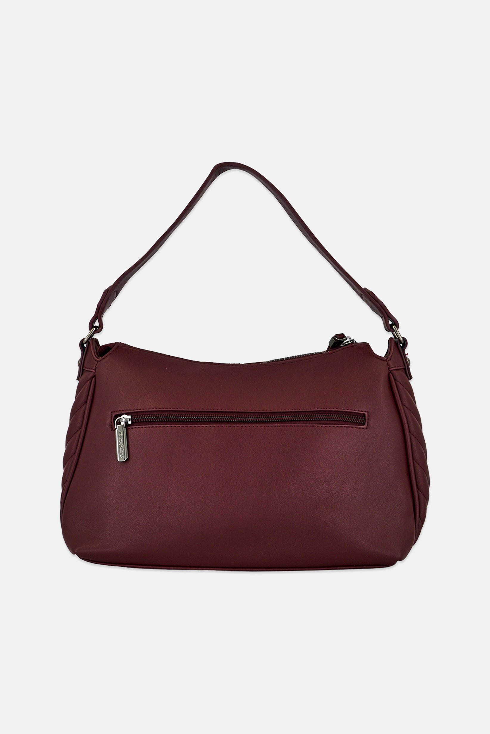 Women Brand Logo Shoulder Bag, Burgundy