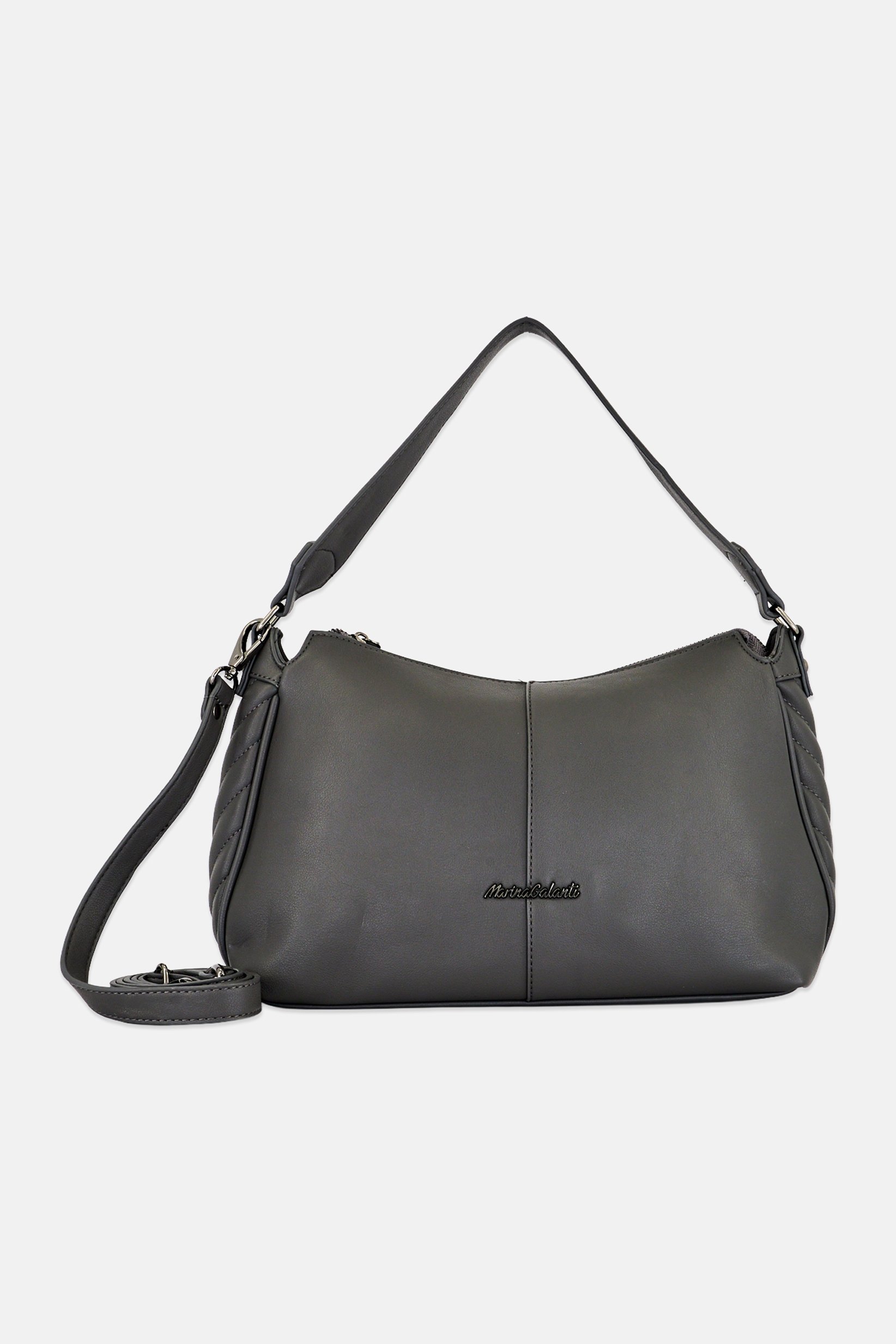 Women Brand Logo Shoulder Bag, Grey