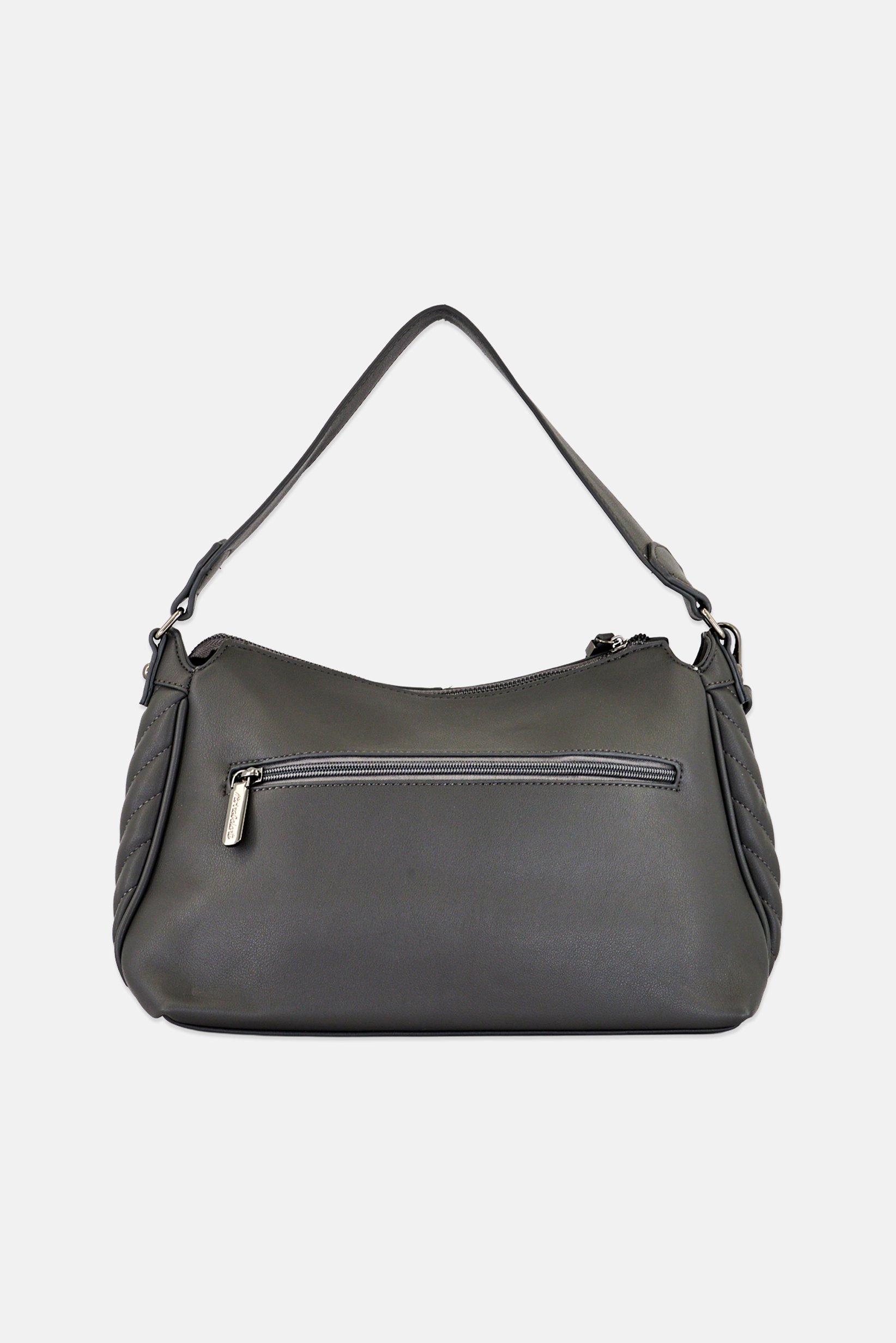 Women Brand Logo Shoulder Bag, Grey