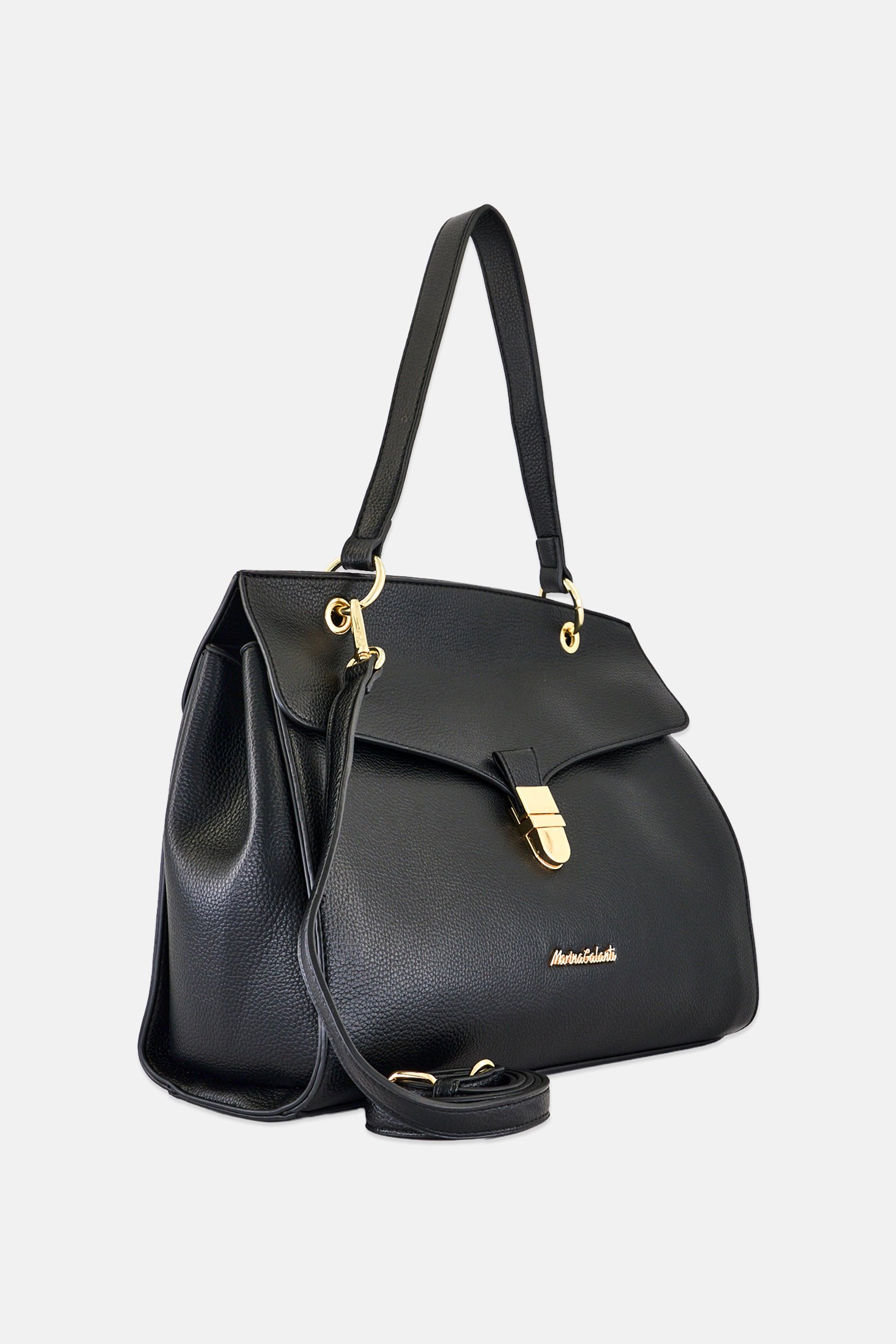 Women Brand Logo Handbag, Black