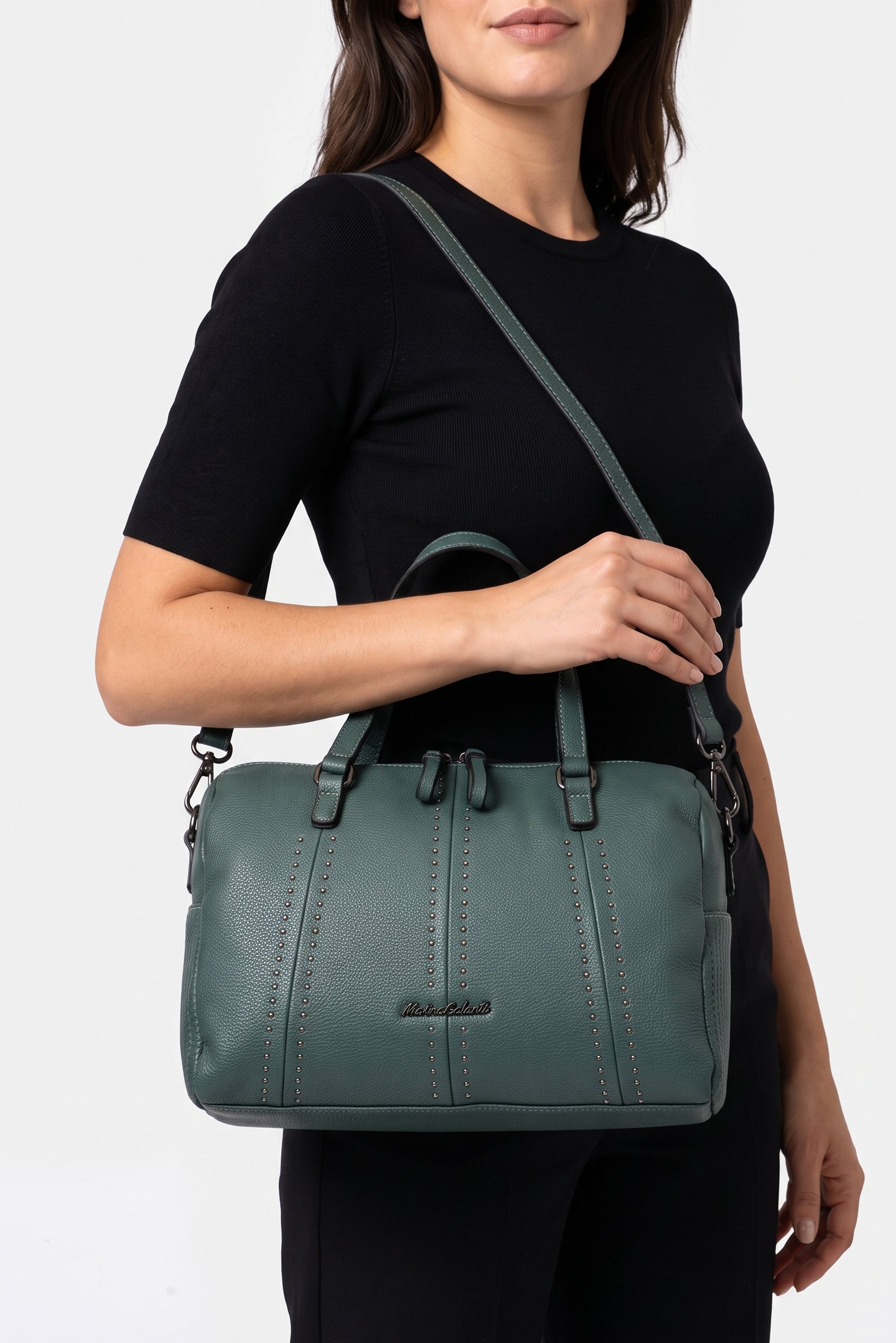 Women Brand Logo Hand Bag, Sage Green