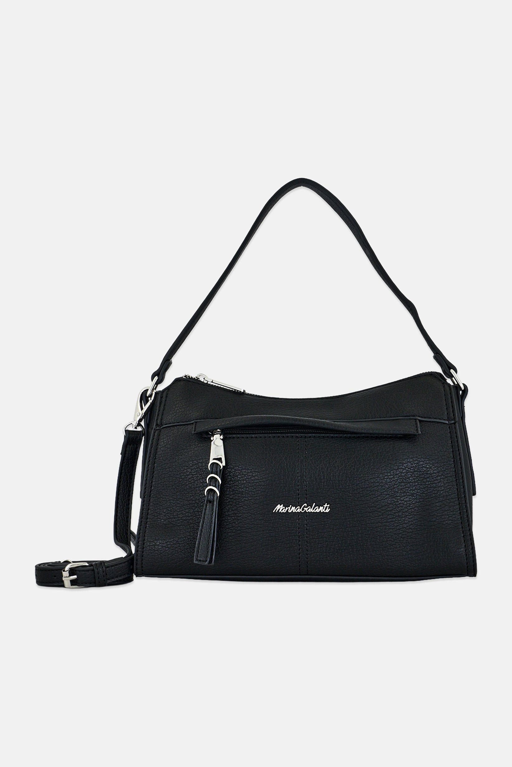 Women Brand Logo Shoulder Bag, Black