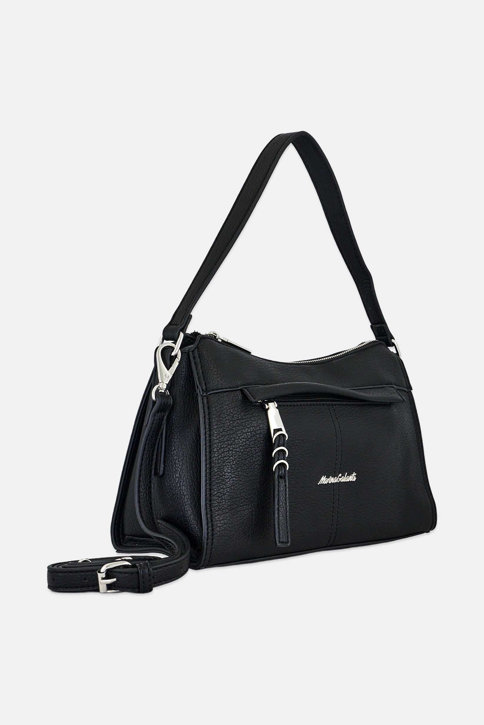 Women Brand Logo Shoulder Bag, Black