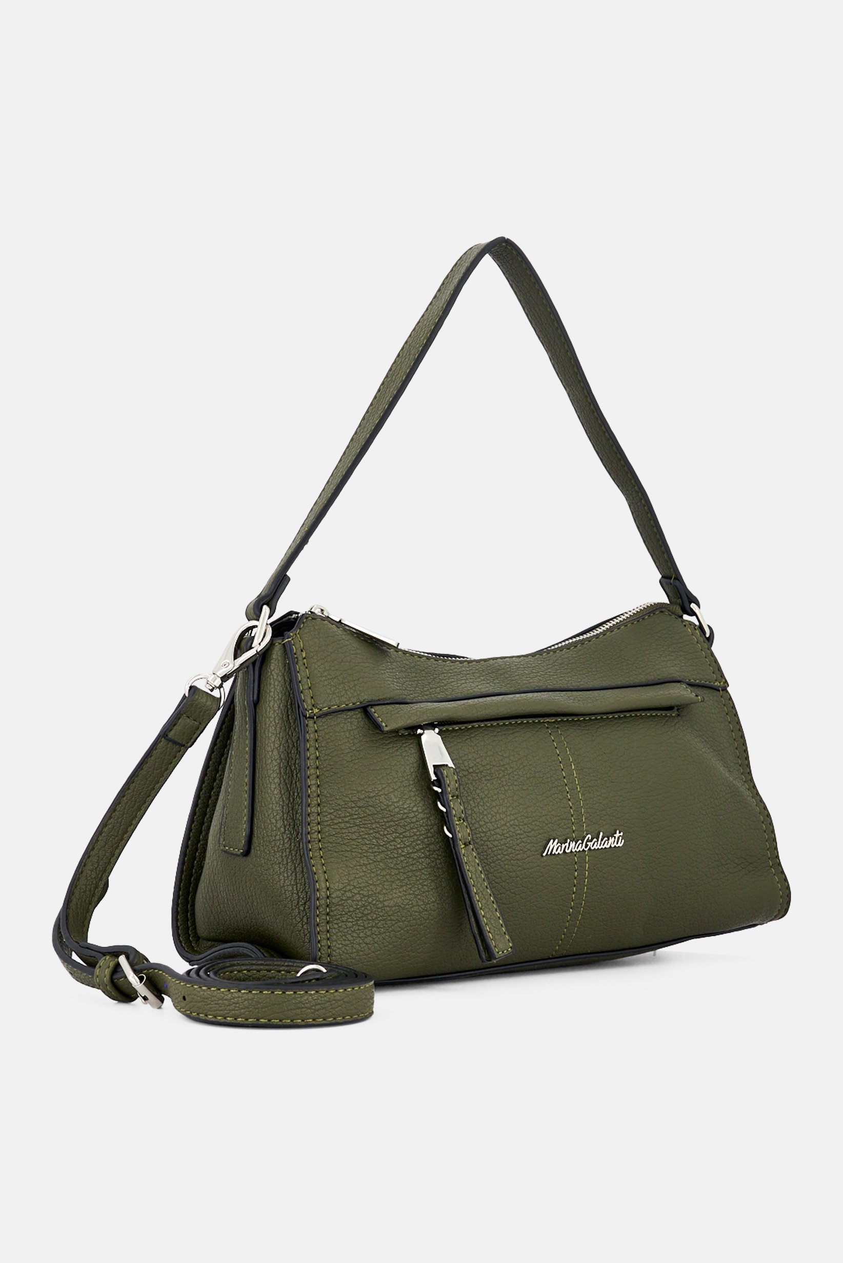 Women Brand Logo Shoulder Bag, Olive