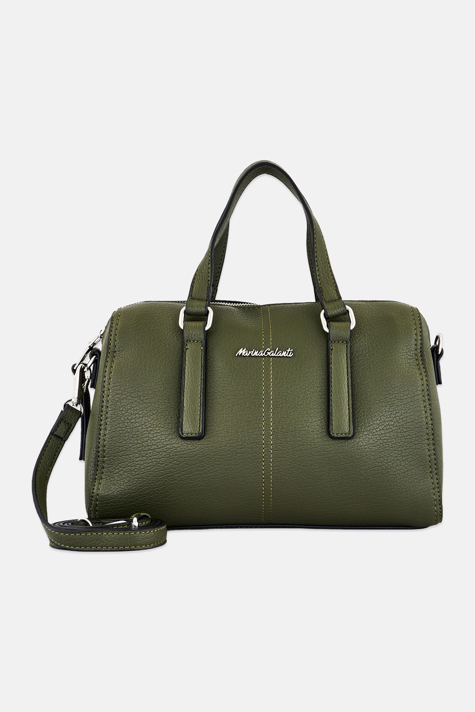 Women Brand Logo Handbag, Deep Olive