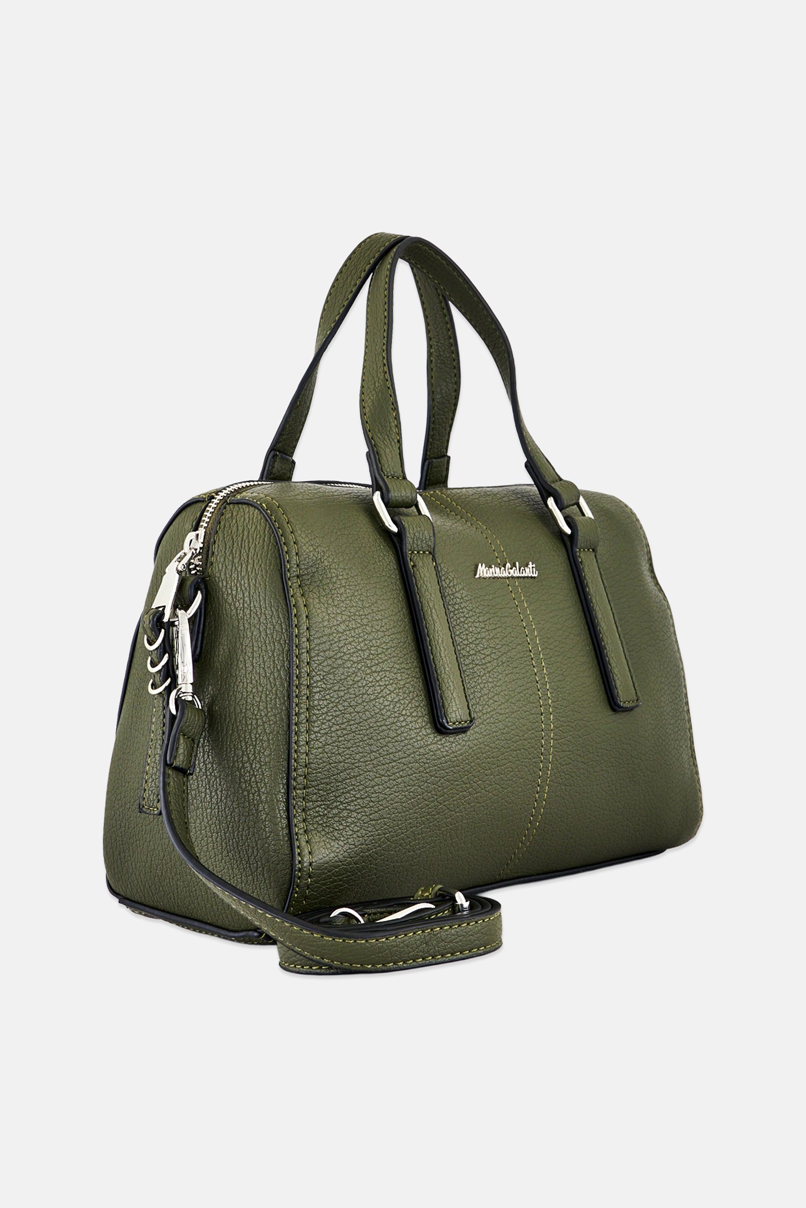 Women Brand Logo Handbag, Deep Olive