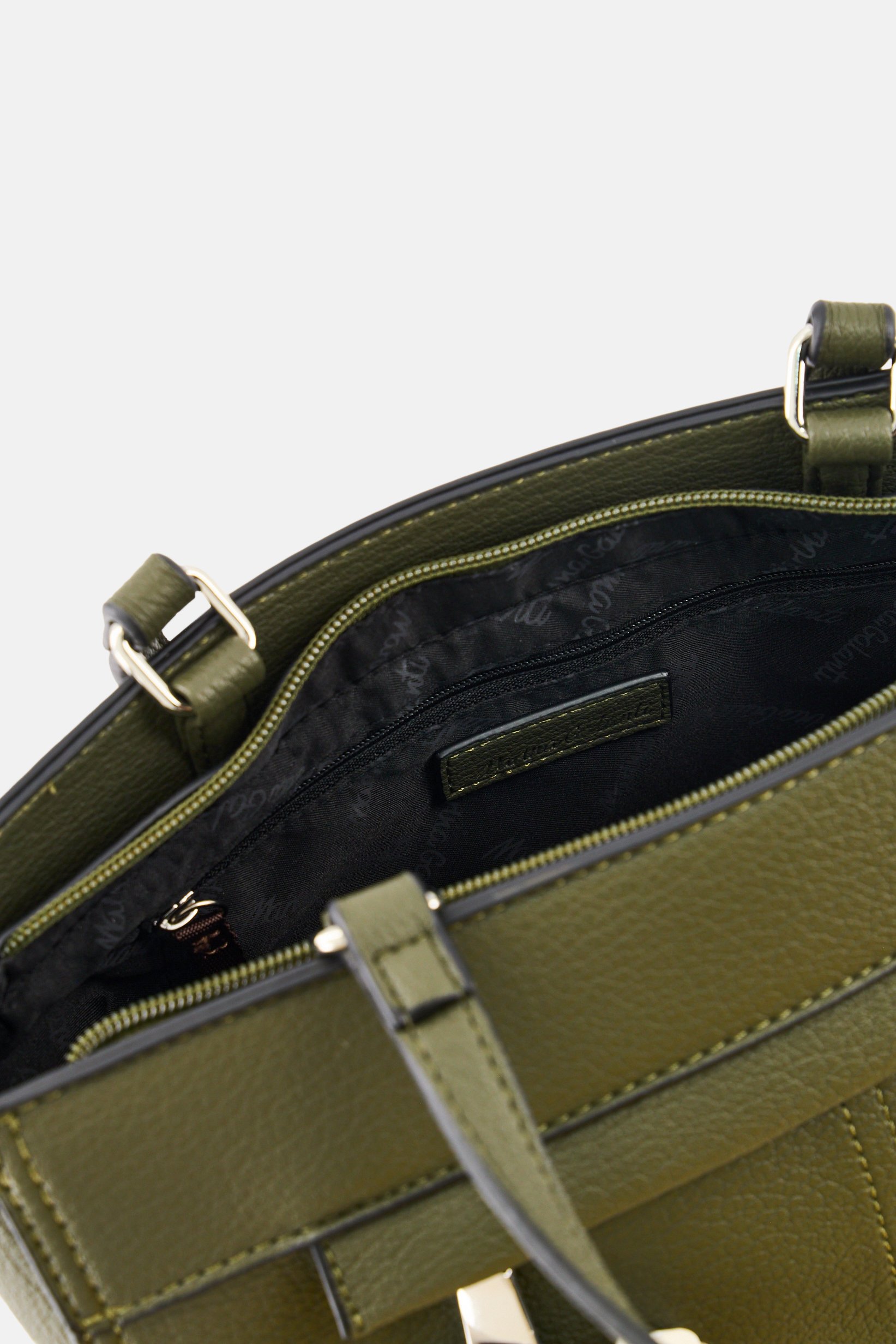 Women Brand Logo Handbag, Dark Olive