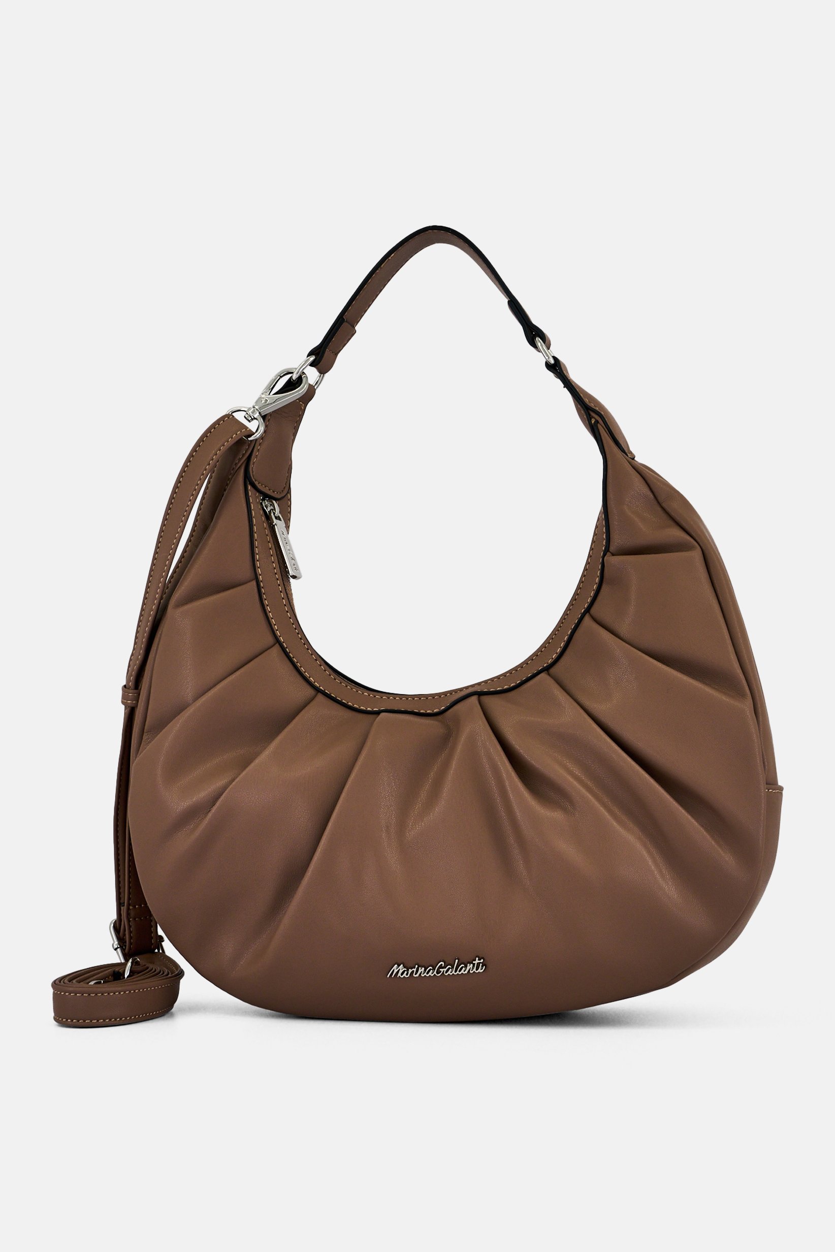 Women Brand Logo Shoulder Bag, Brown