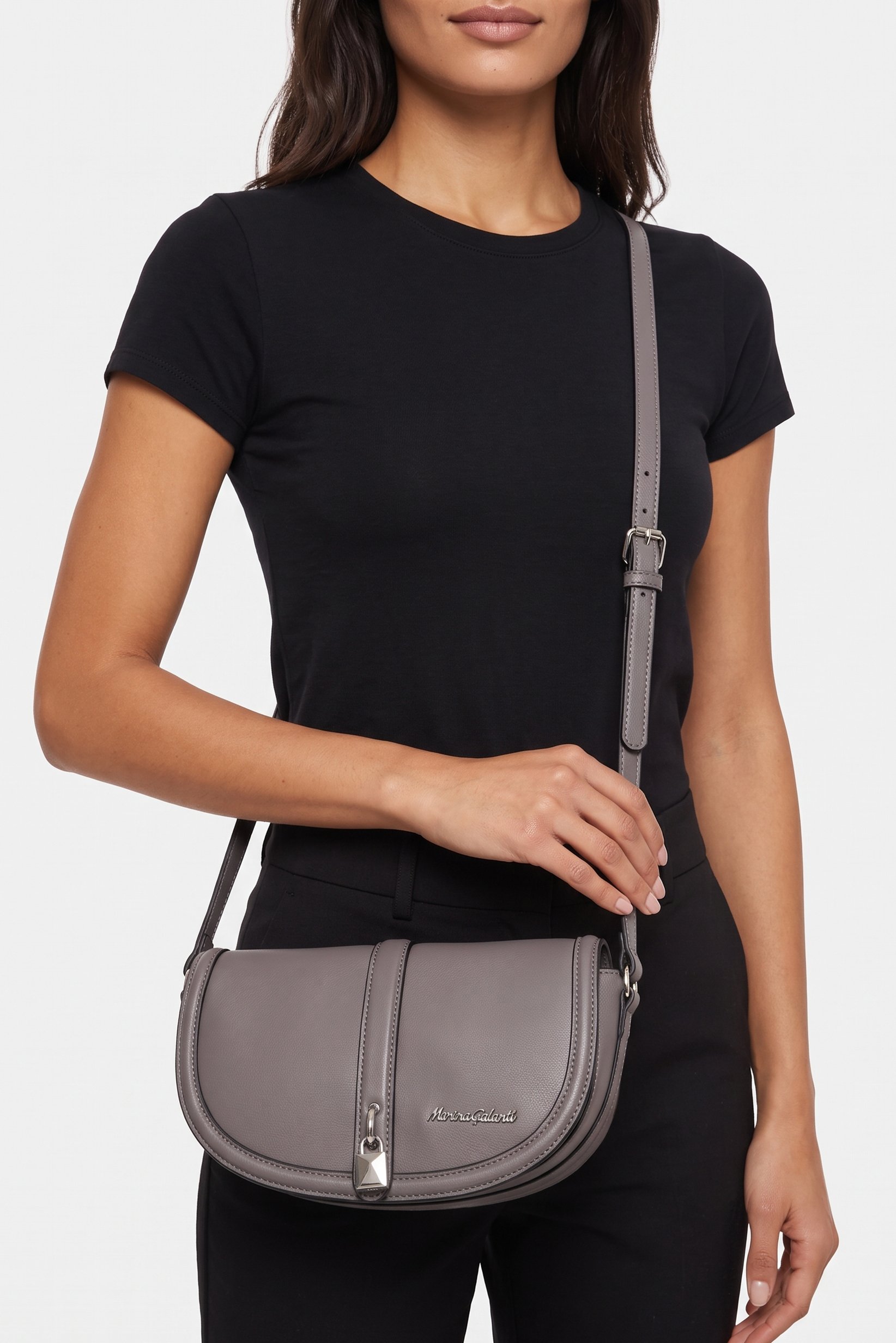 Women Brand Logo Cross Body Bag,  Grey