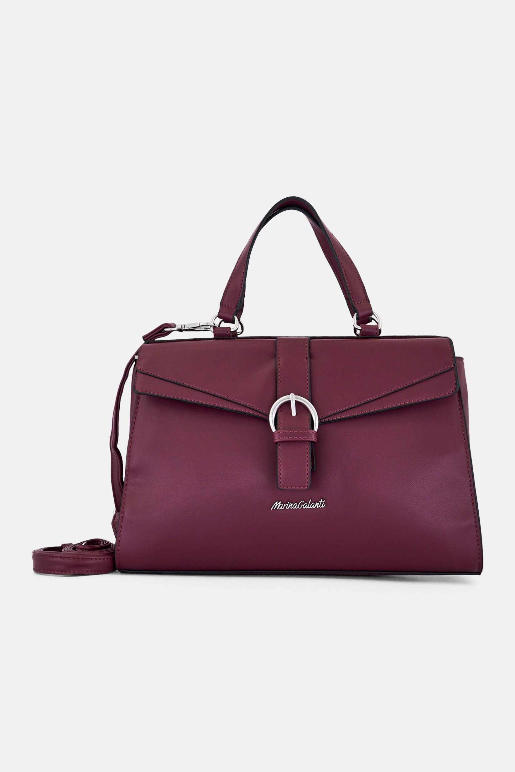 Women Brand Logo Handbag, Burgundy
