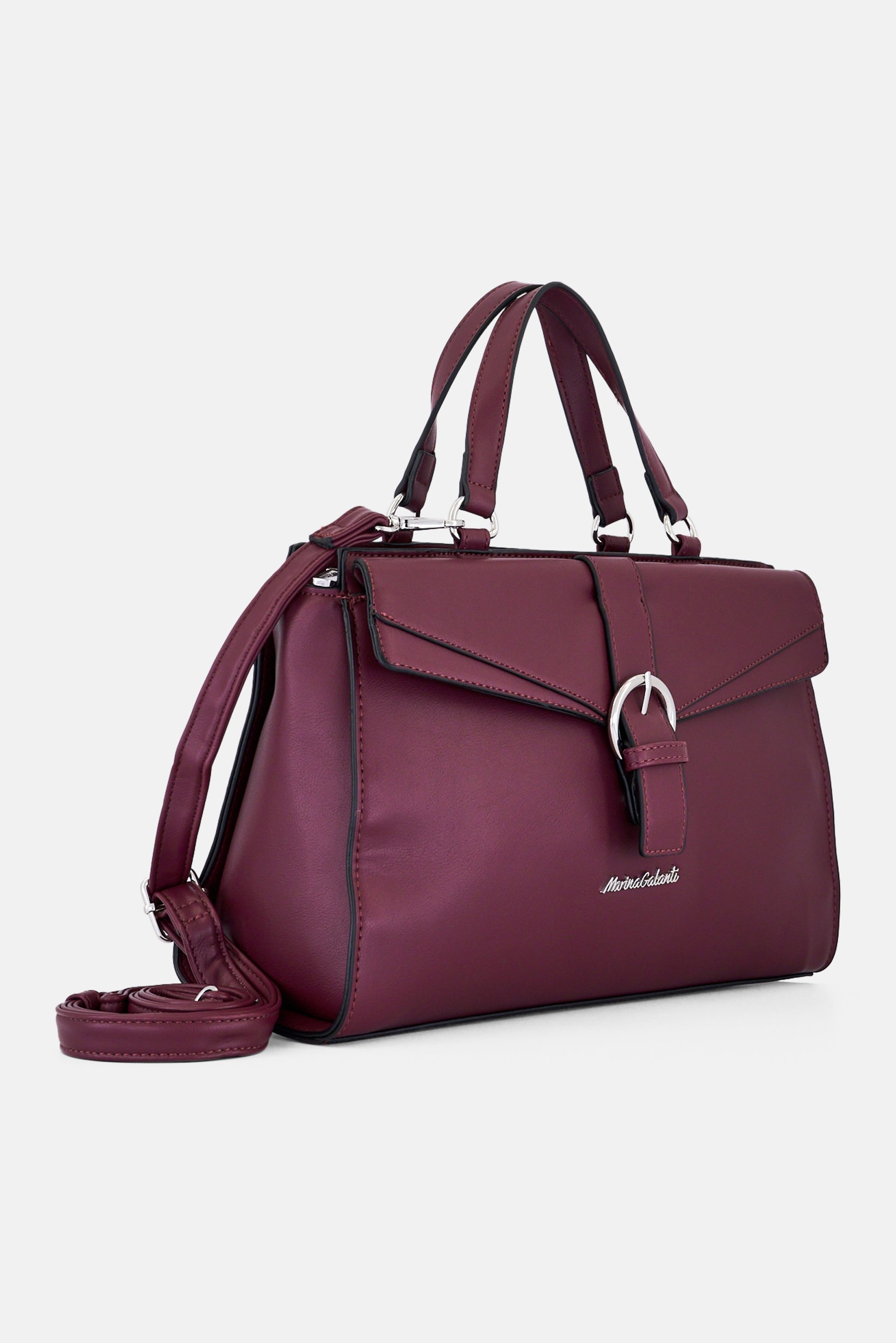 Women Brand Logo Handbag, Burgundy