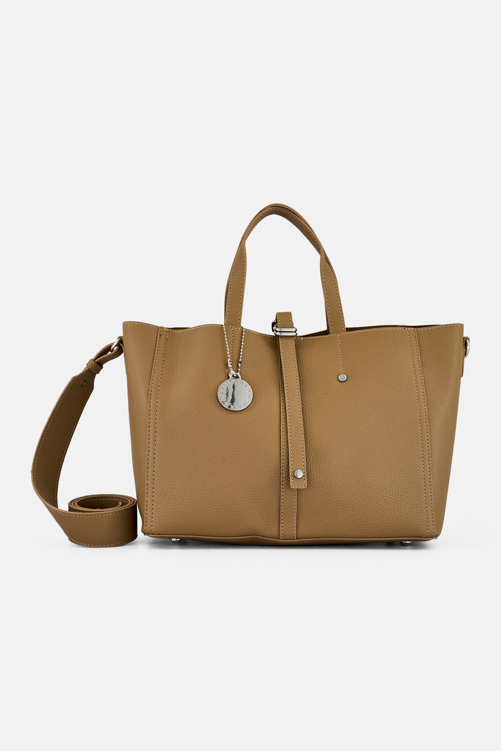 Women Solid Satchel Bag, Tan