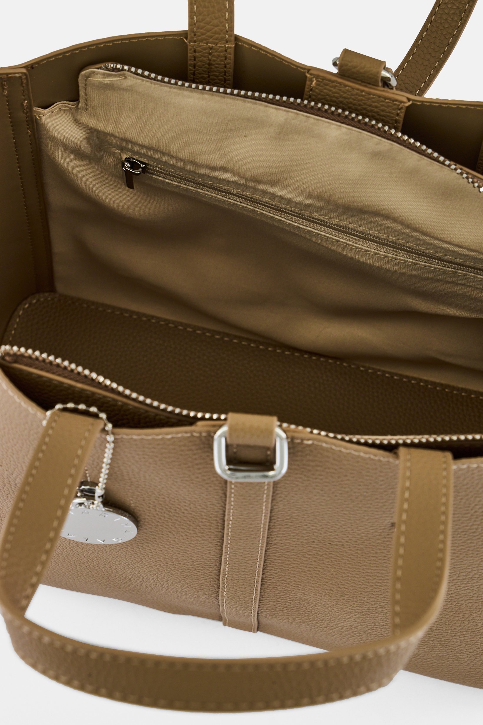 Women Solid Satchel Bag, Tan