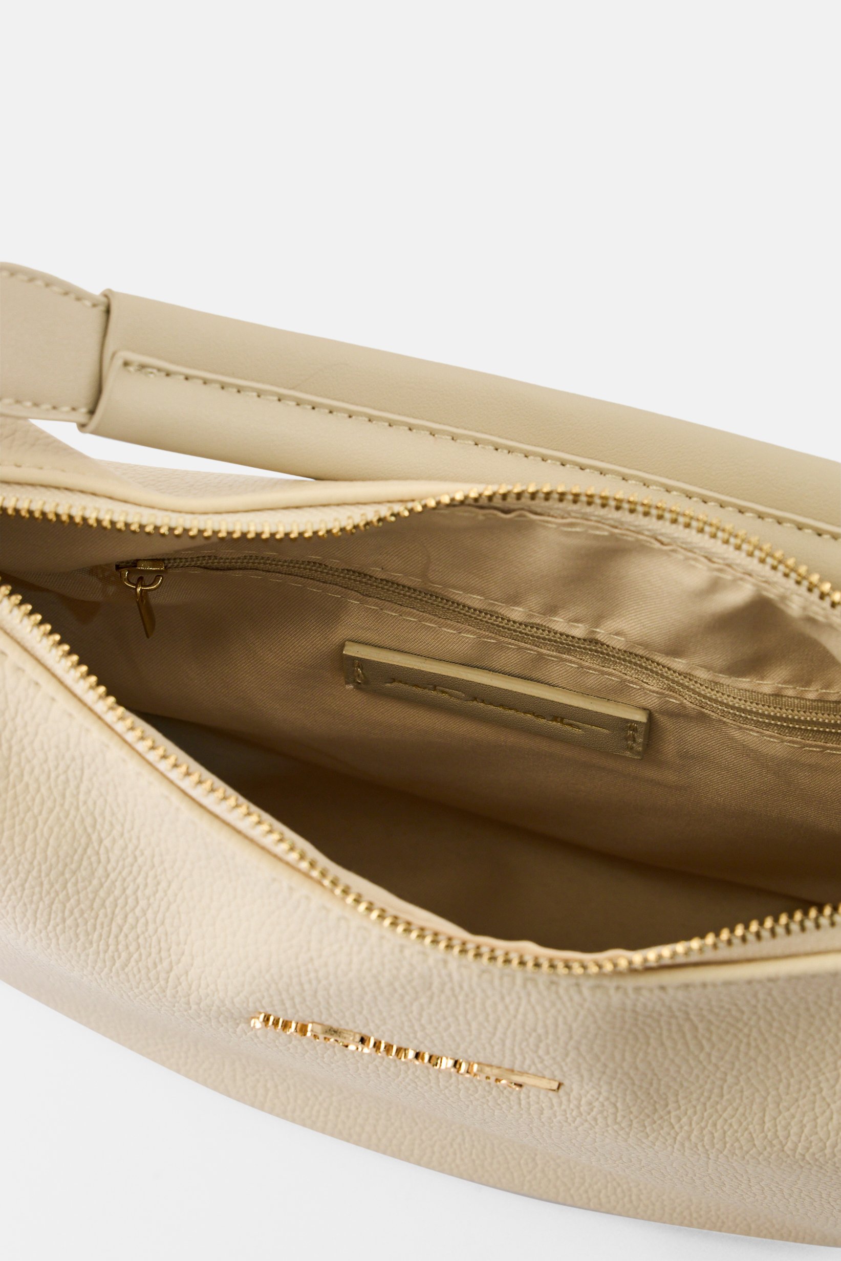 Women Brand Logo Shoulder Bag, Beige
