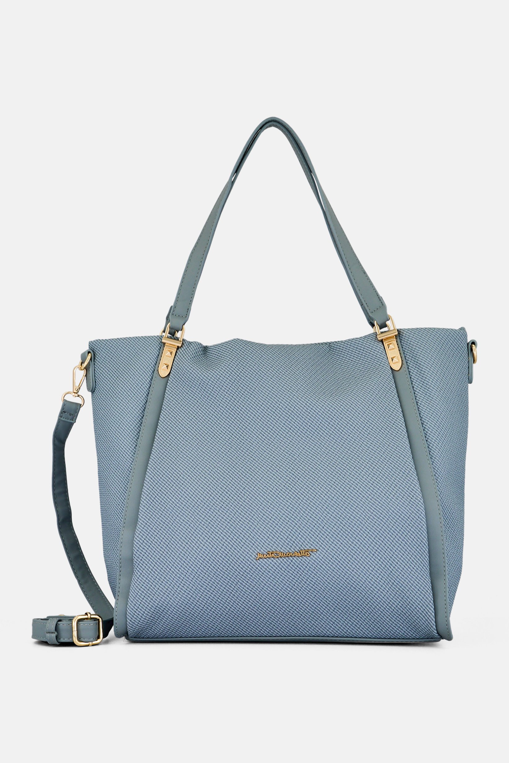 Women Brand Logo Tote Bag, Dusty Blue