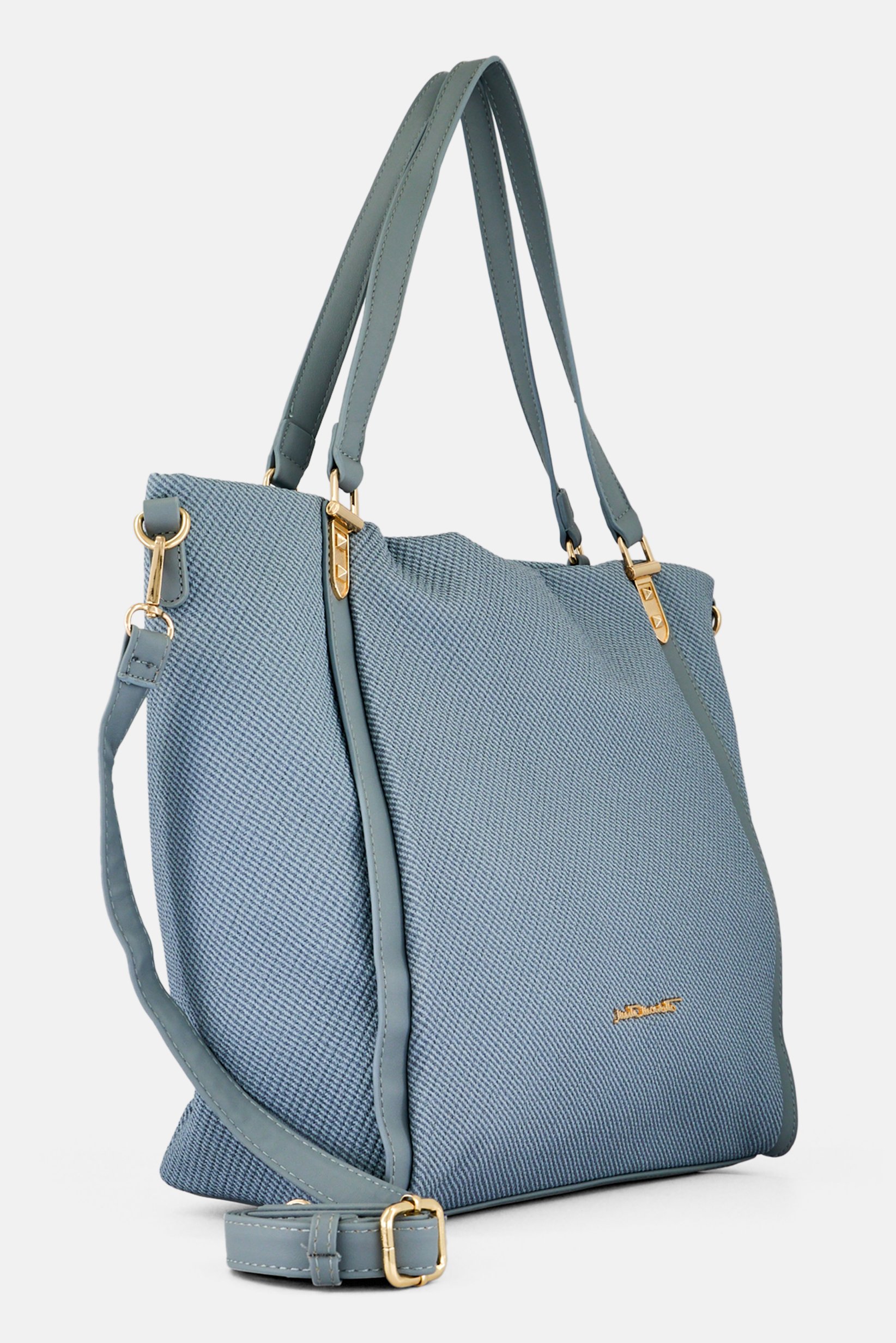 Women Brand Logo Tote Bag, Dusty Blue