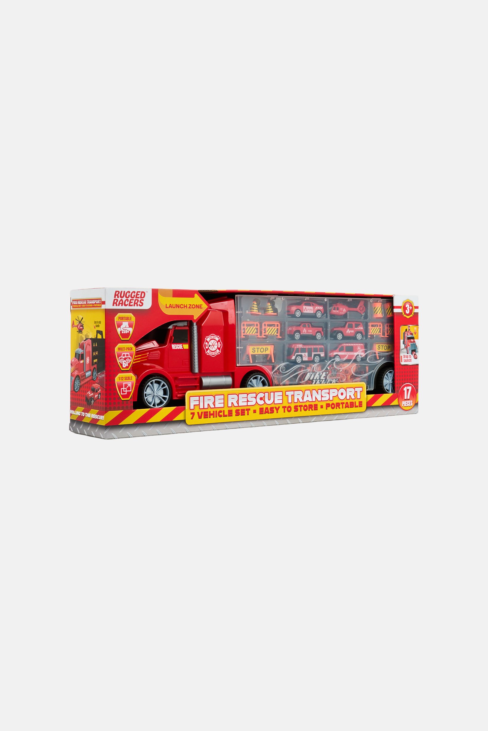 7 Fire Rescue Transport Vehicle Set, Red