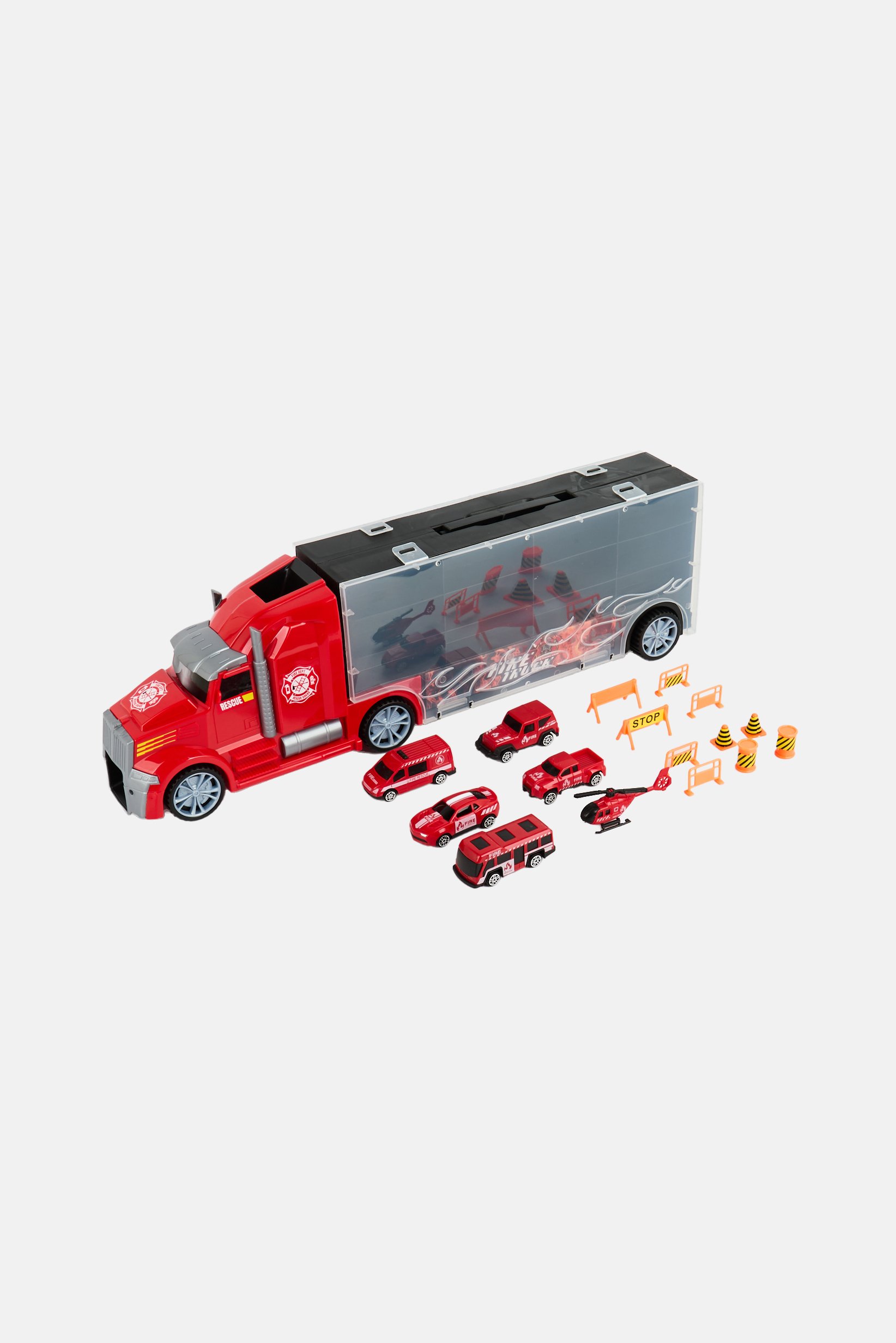7 Fire Rescue Transport Vehicle Set, Red