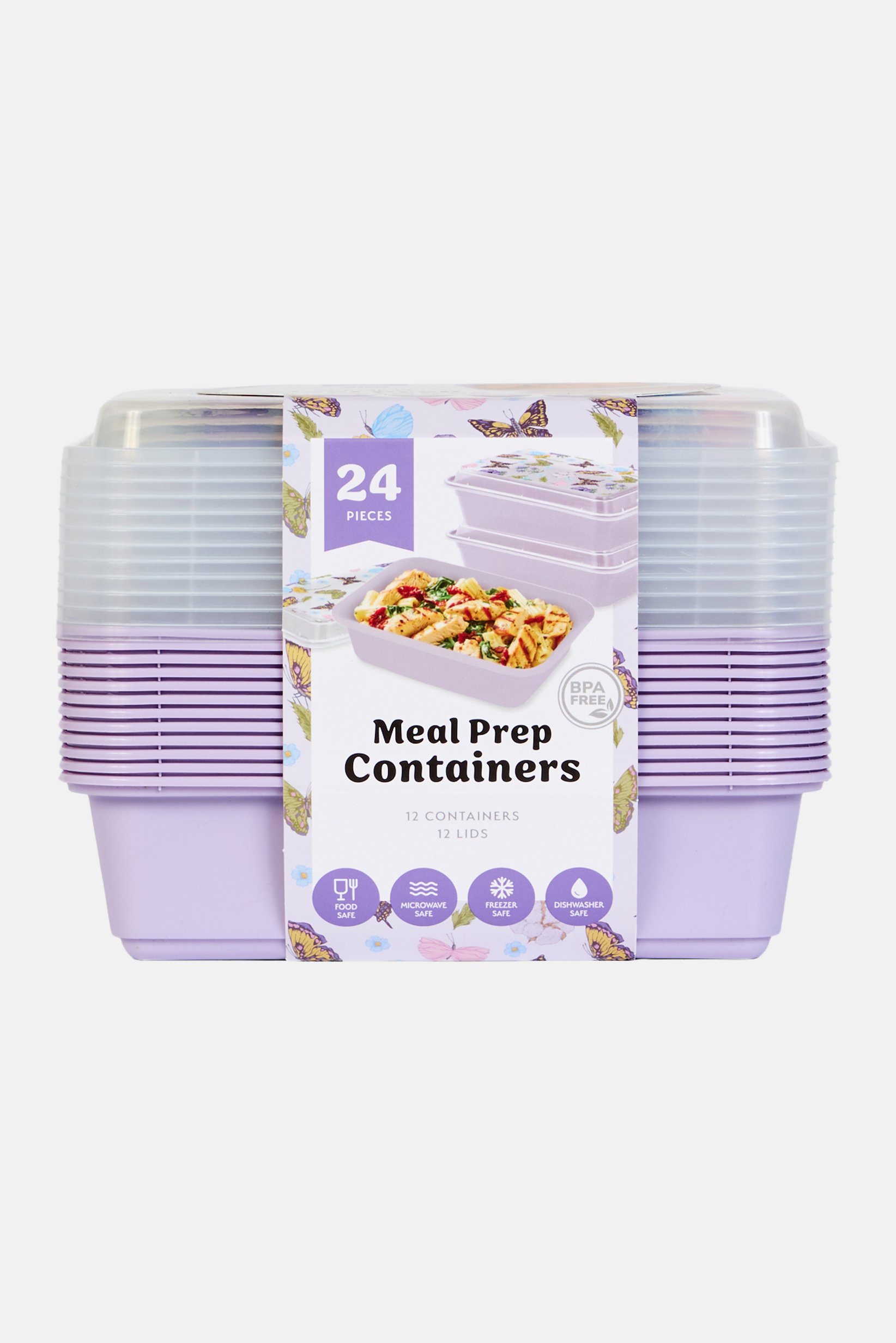 24 Pieces Meal Prep Containers With Lid, Lavender