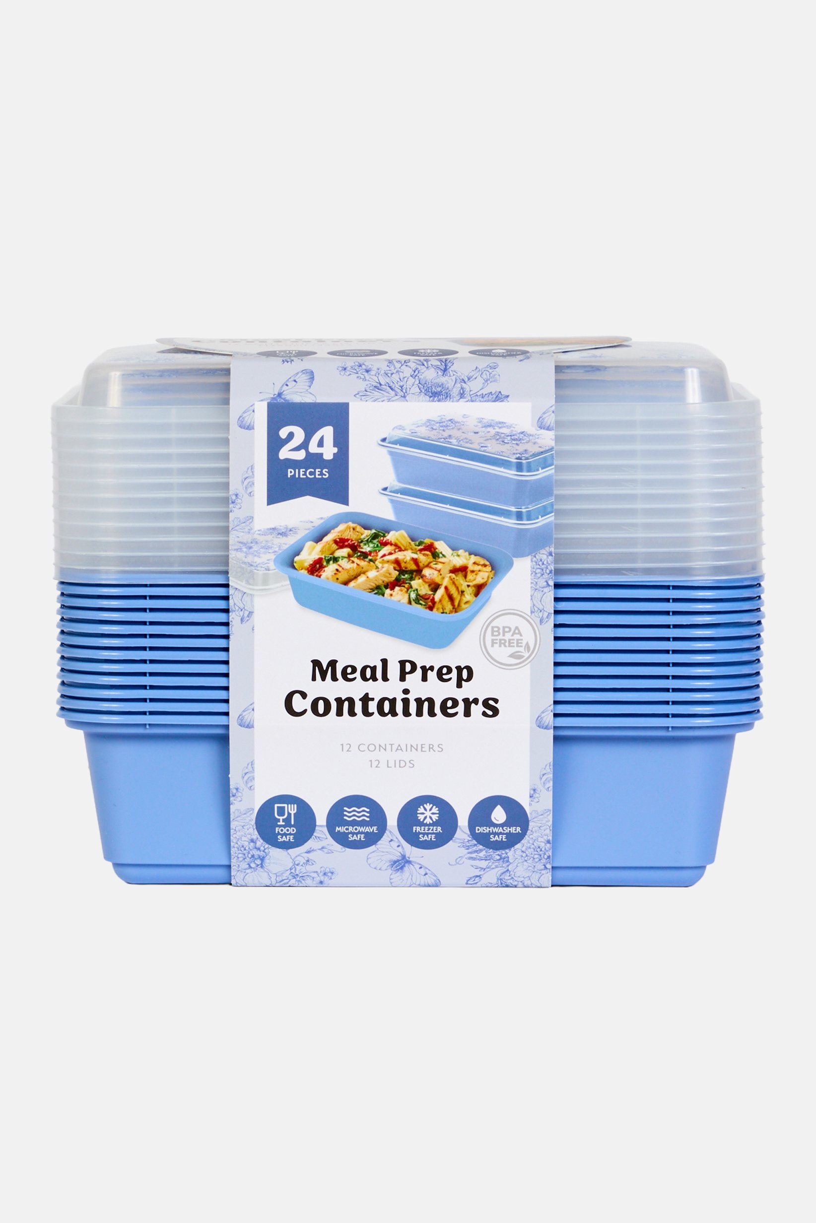 24 Pieces Meal Prep Containers With Lid, Blue