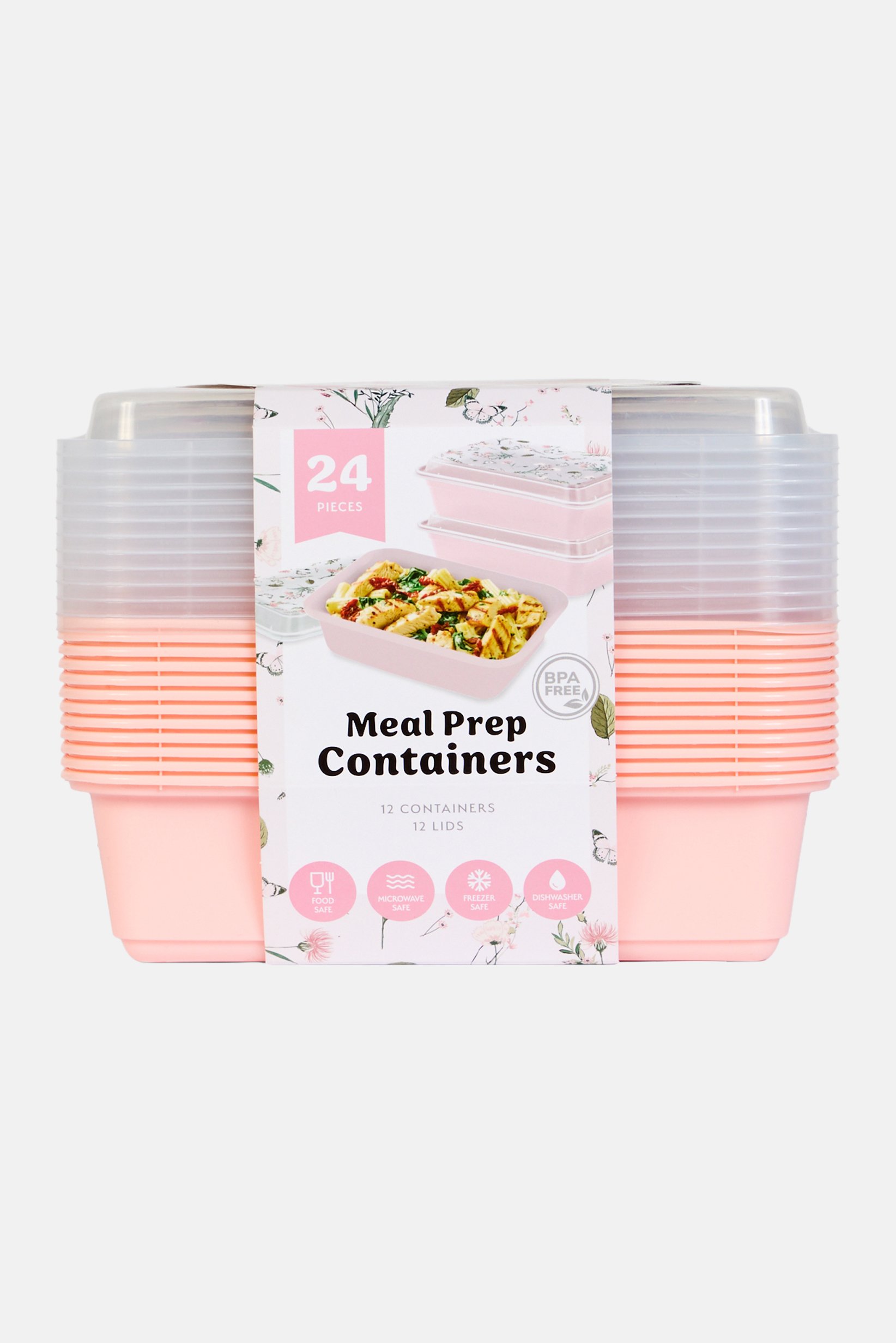 24 Pieces Meal Prep Containers With Lid, Peach