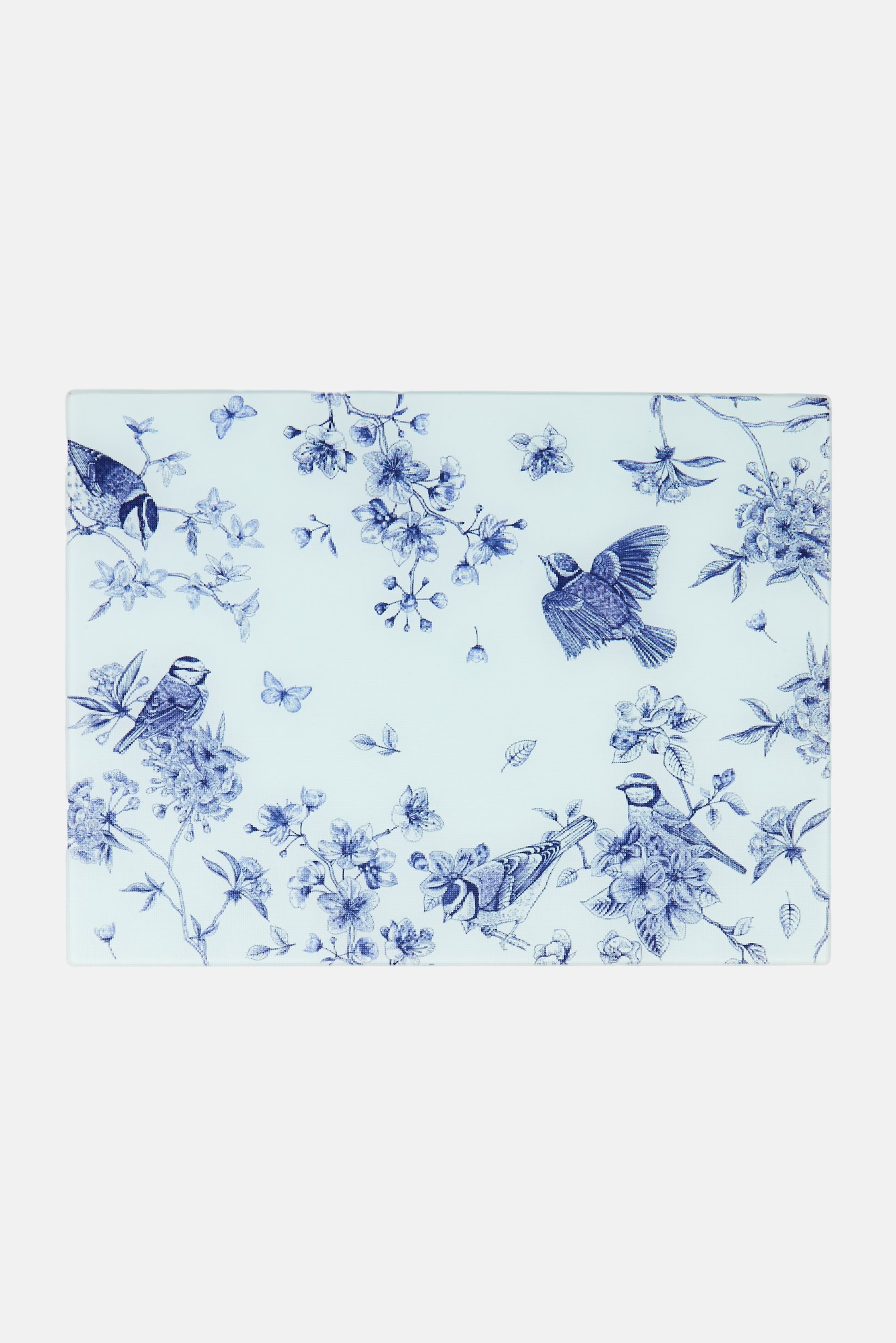 Frosted Glass Cutting Board With Anti Slip Feet, Floral