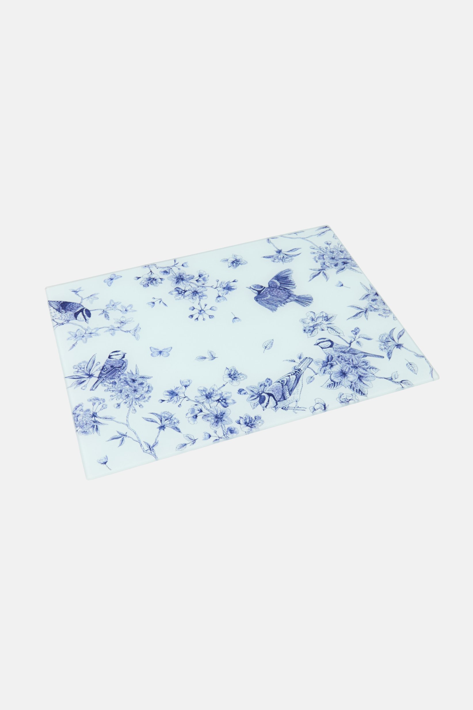Frosted Glass Cutting Board With Anti Slip Feet, Floral