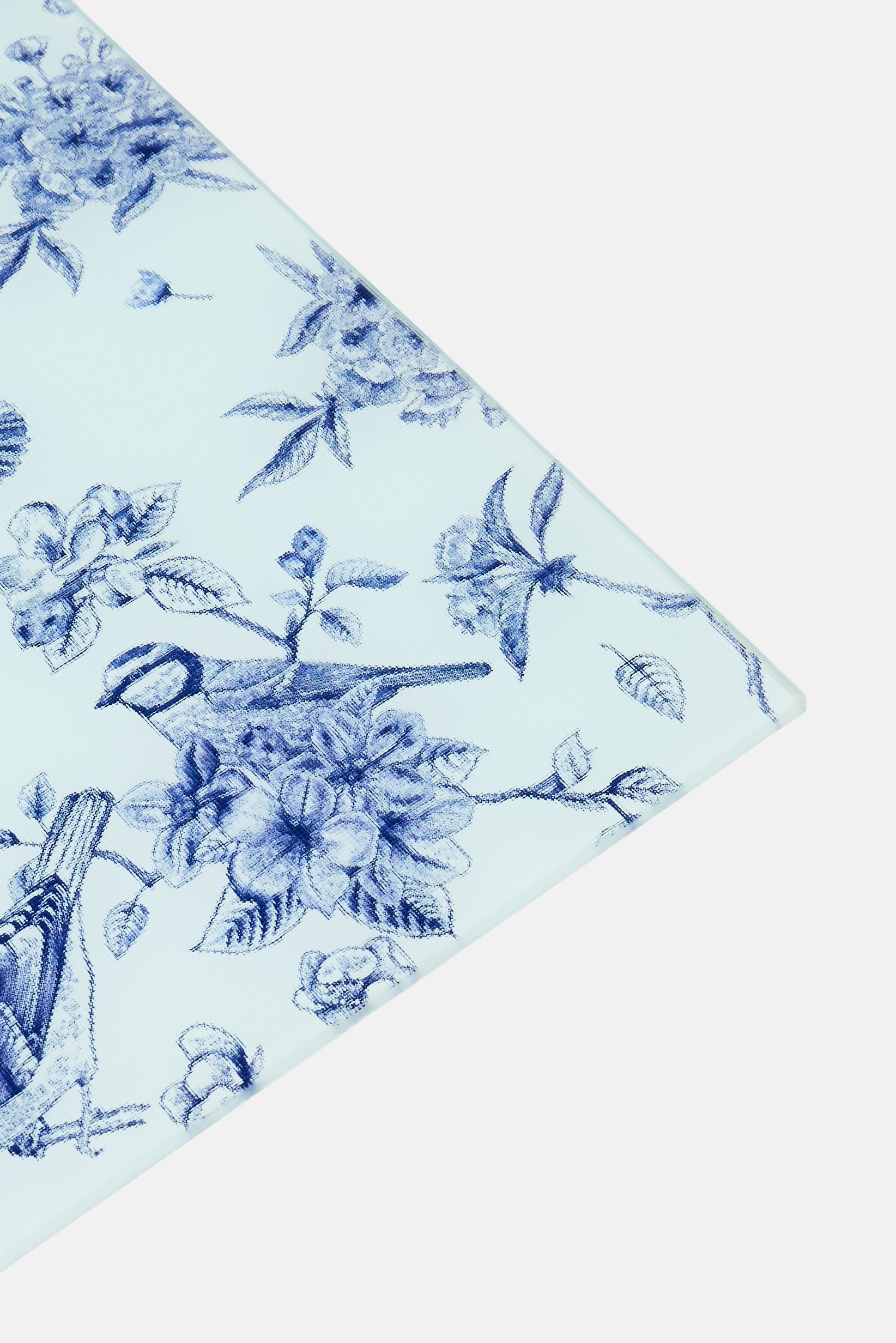Frosted Glass Cutting Board With Anti Slip Feet, Floral