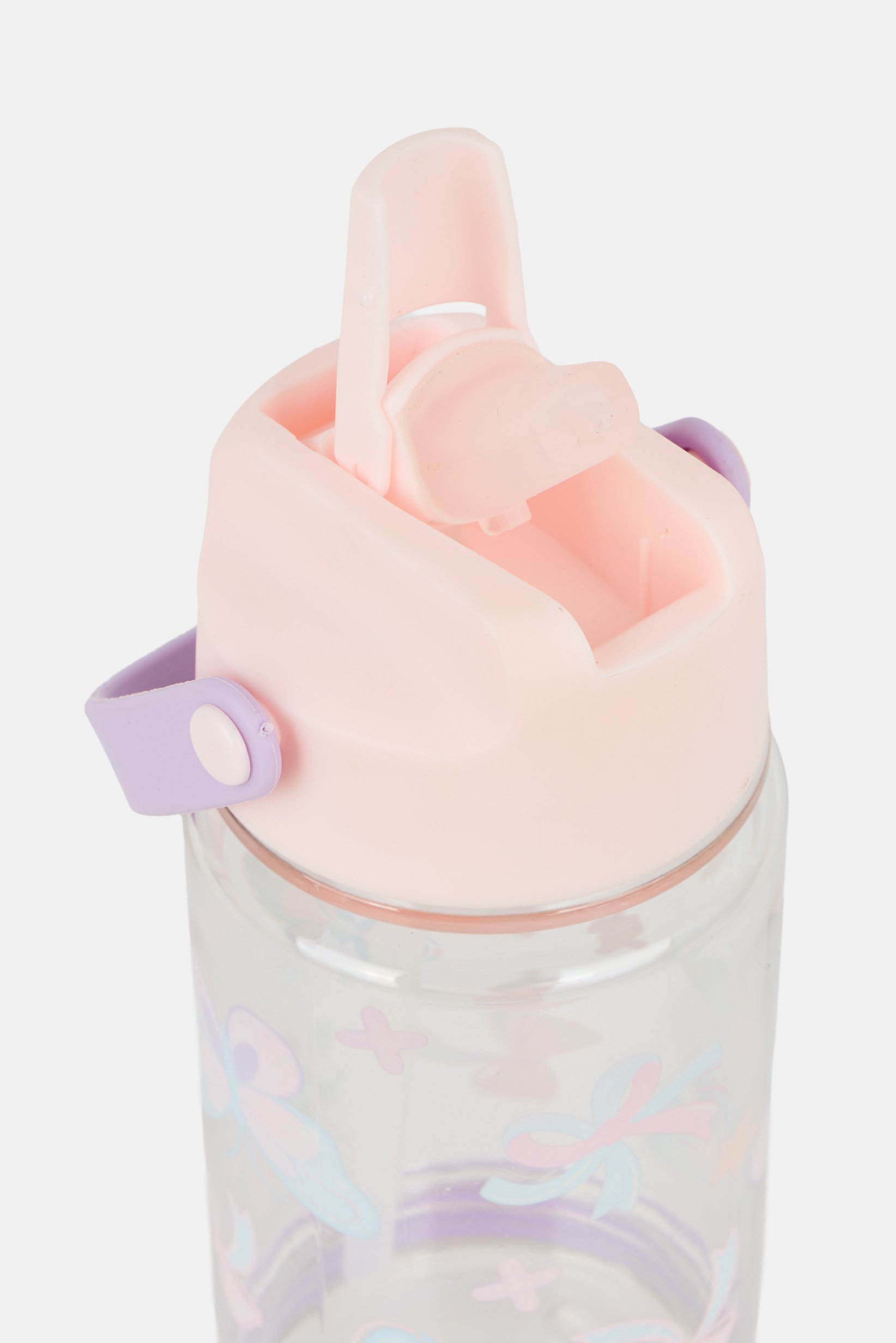 Plastic Butterfly Print Water Bottle With Snack Bottom 591 ml, Multicolor