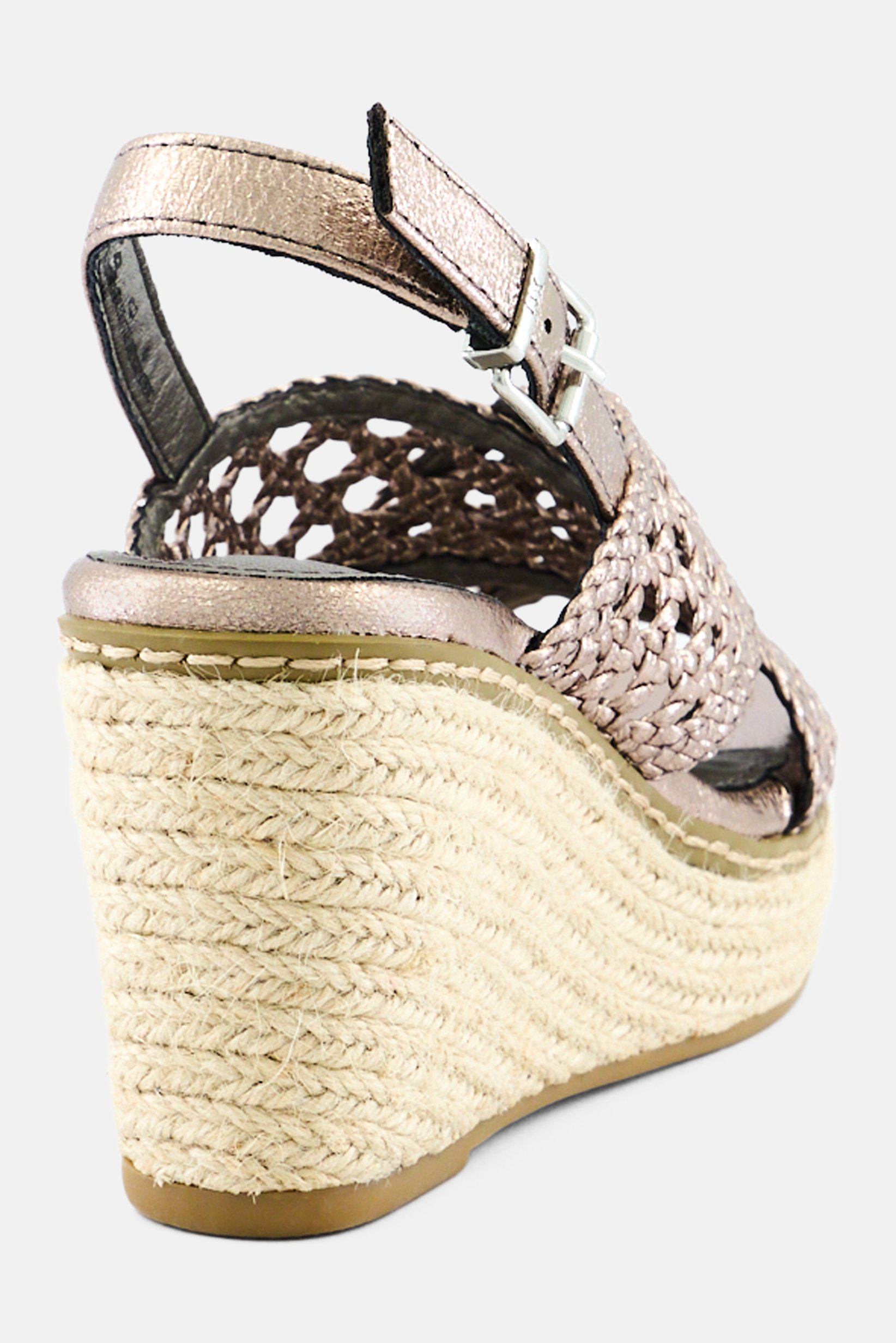Women Adjustable Buckle Closure Wedges, Silver