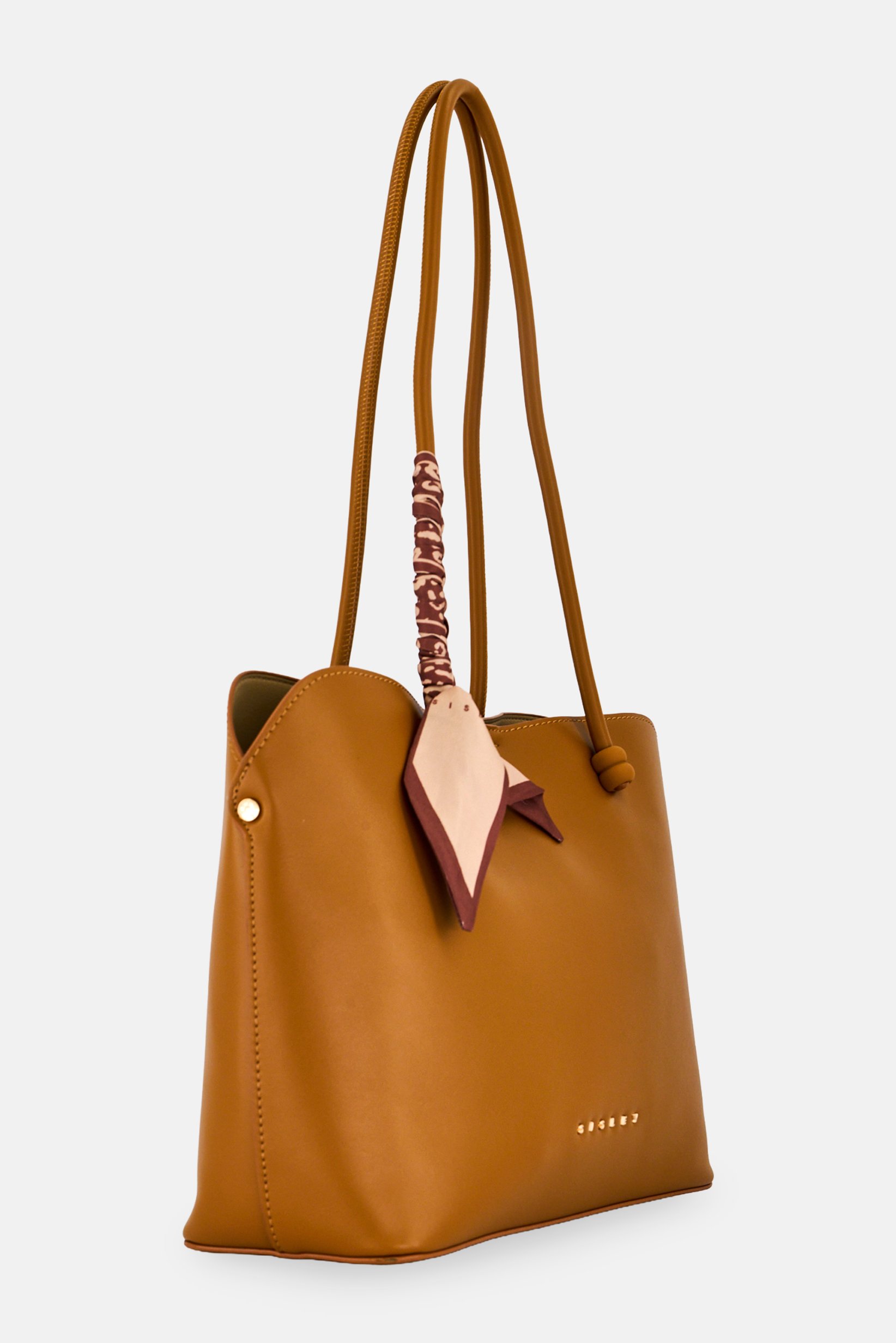 Women Brand Logo Tote Bag, Tan