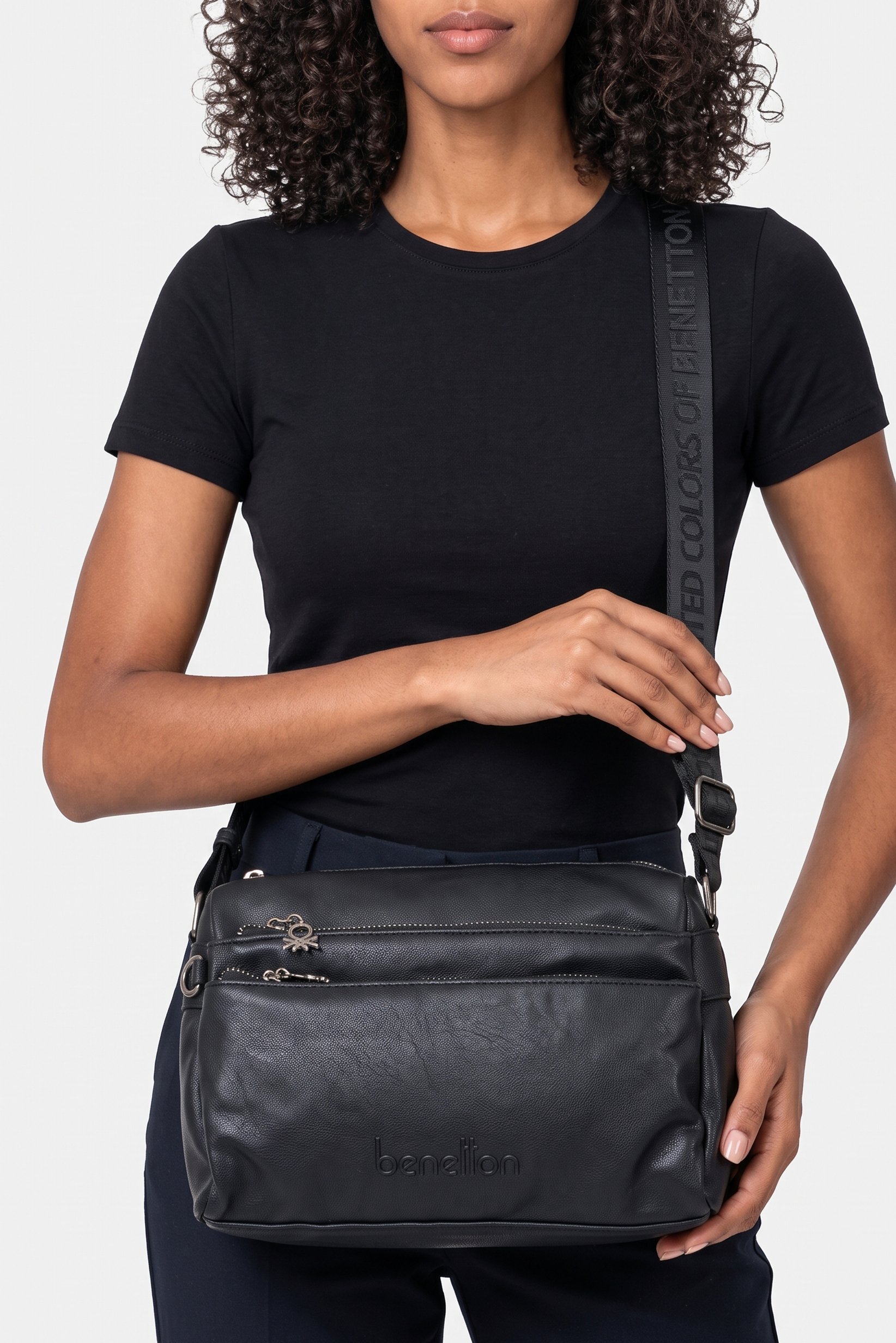 Women Brand Logo Cross Body Bag, Black