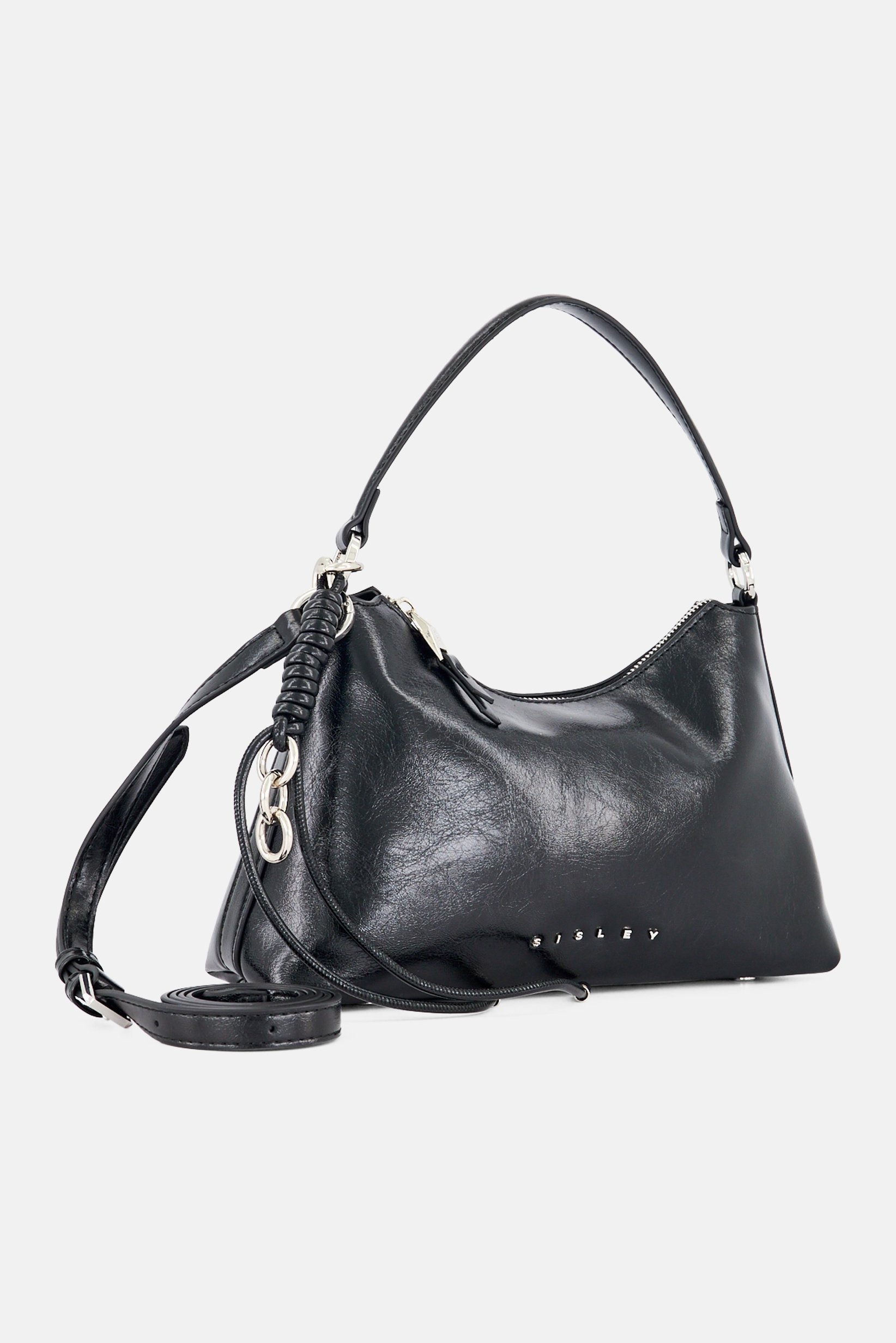 Women Brand Logo Shoulder Bag, Black