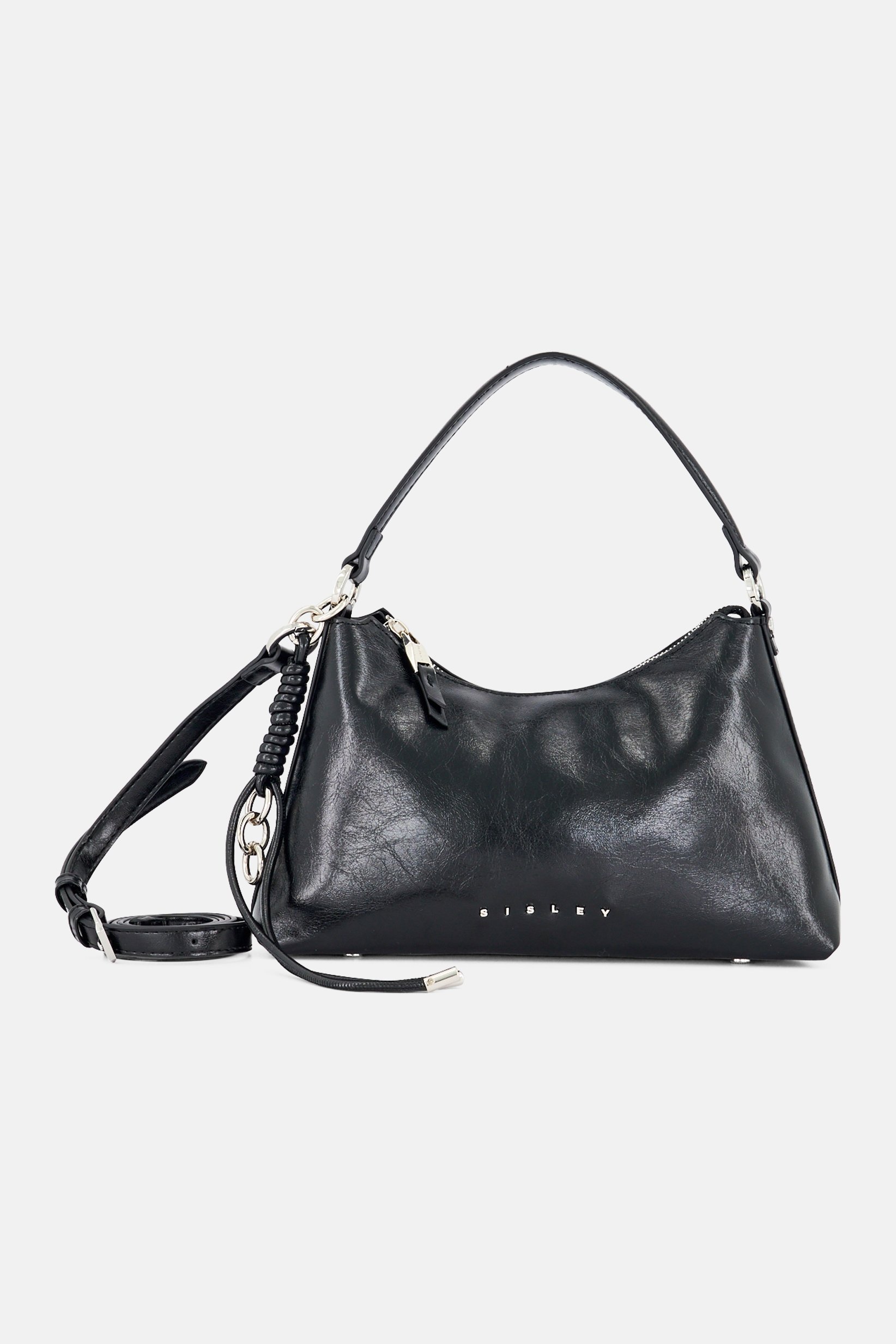 Women Brand Logo Shoulder Bag, Black