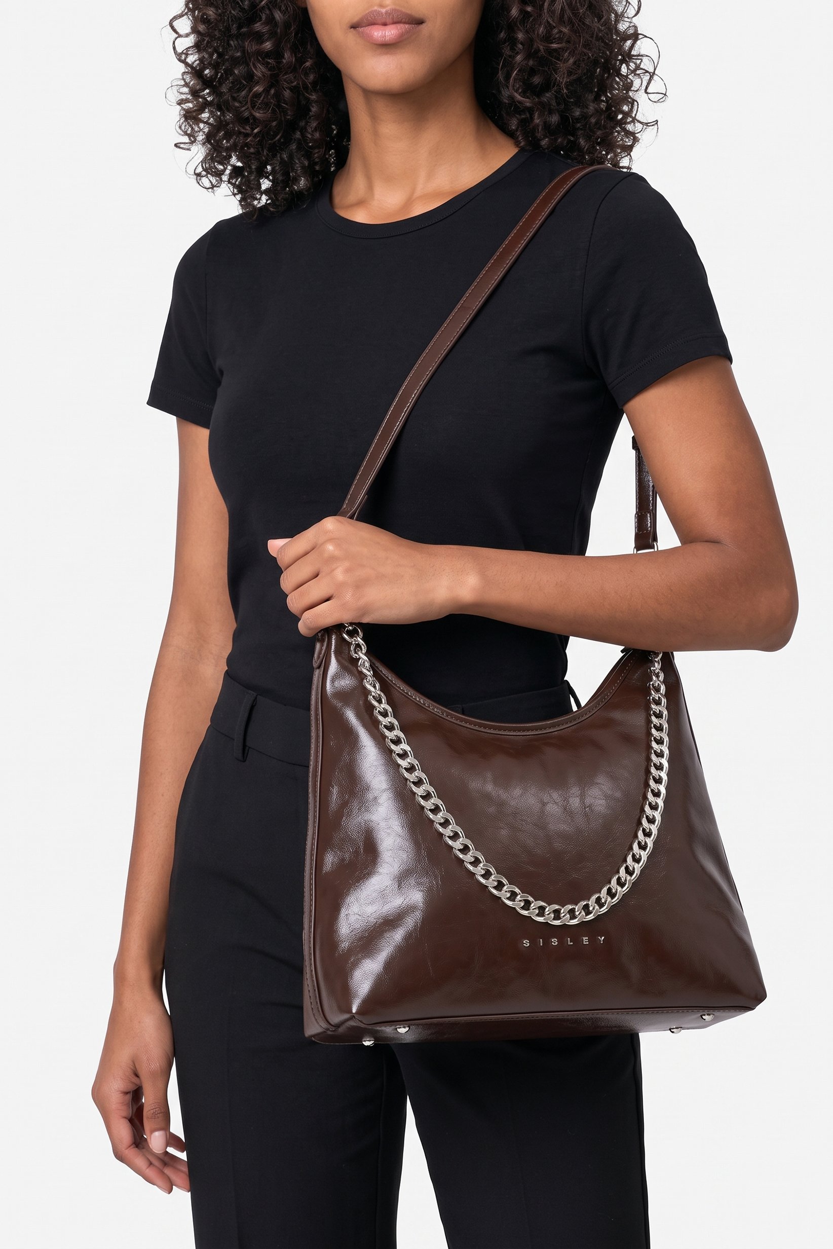 Women Brand Logo Tote Bag, Chocolate Brown