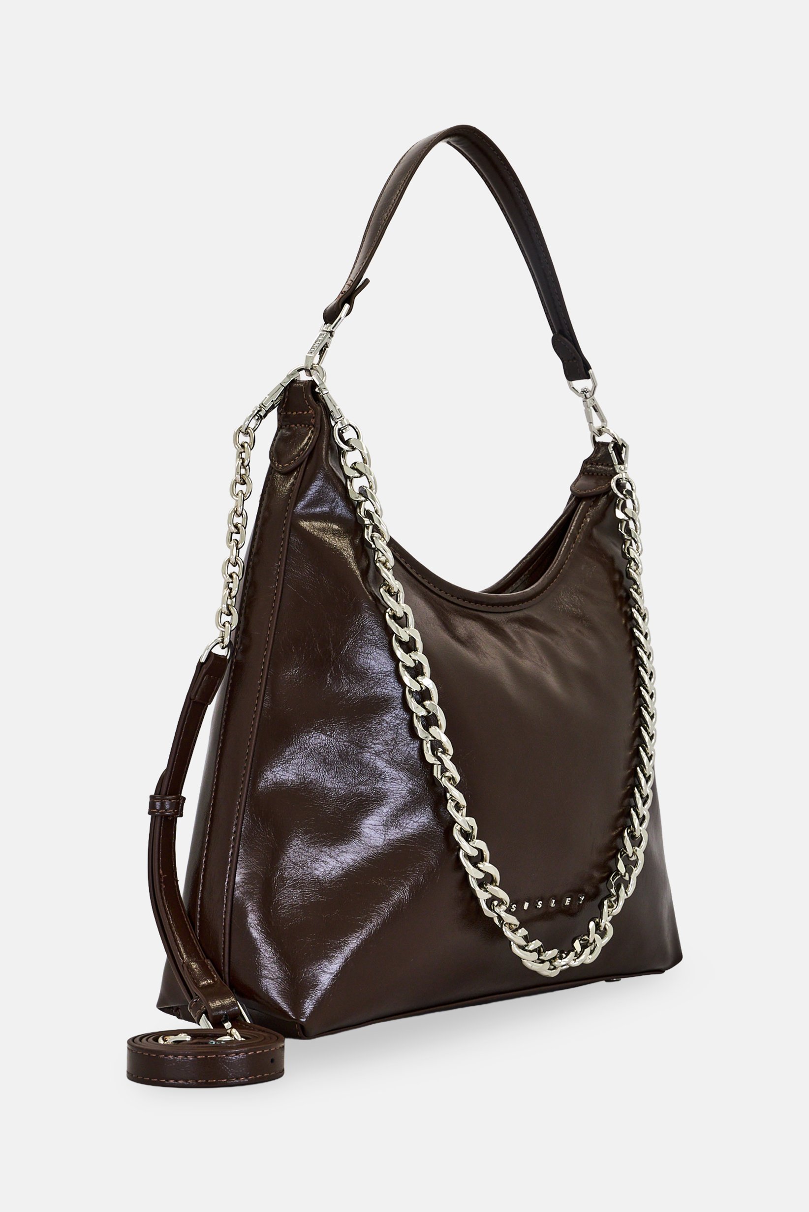 Women Brand Logo Tote Bag, Chocolate Brown