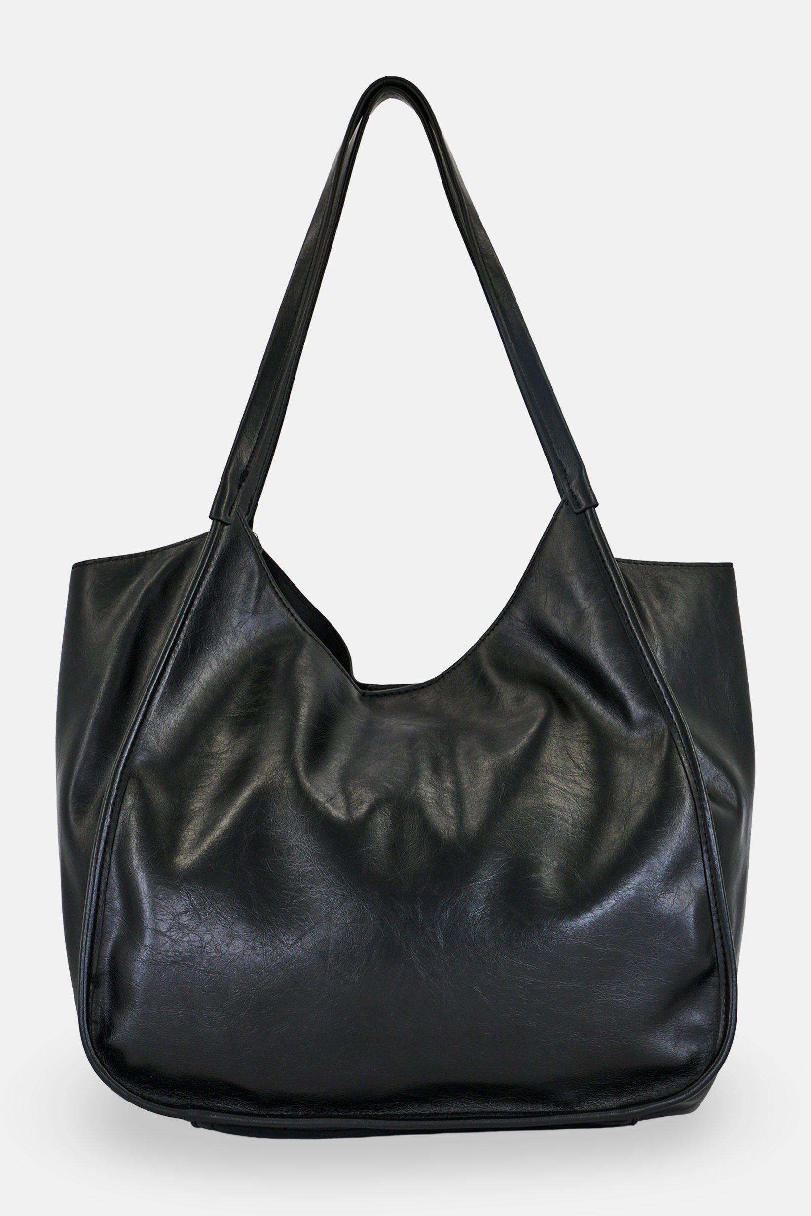 Women Brand Logo Shoulder Bag, Black