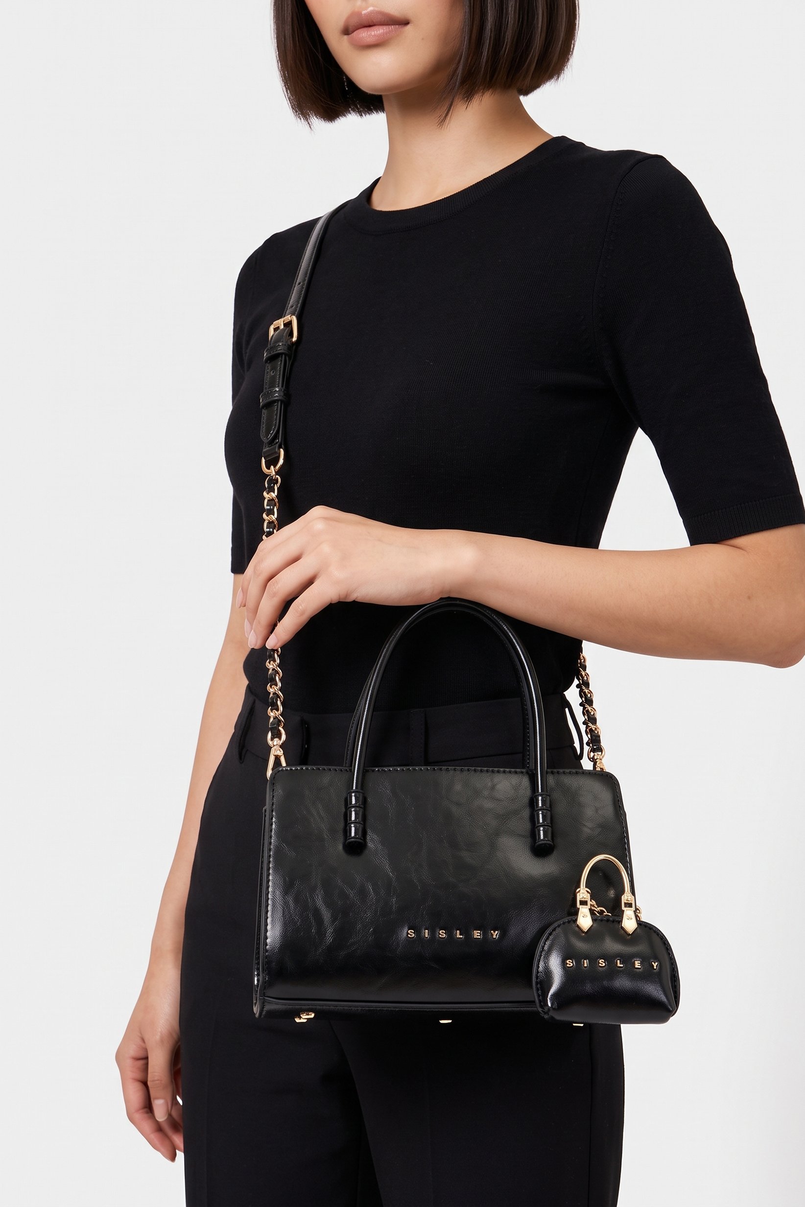 Women Brand Logo Cross Body Bag, Black