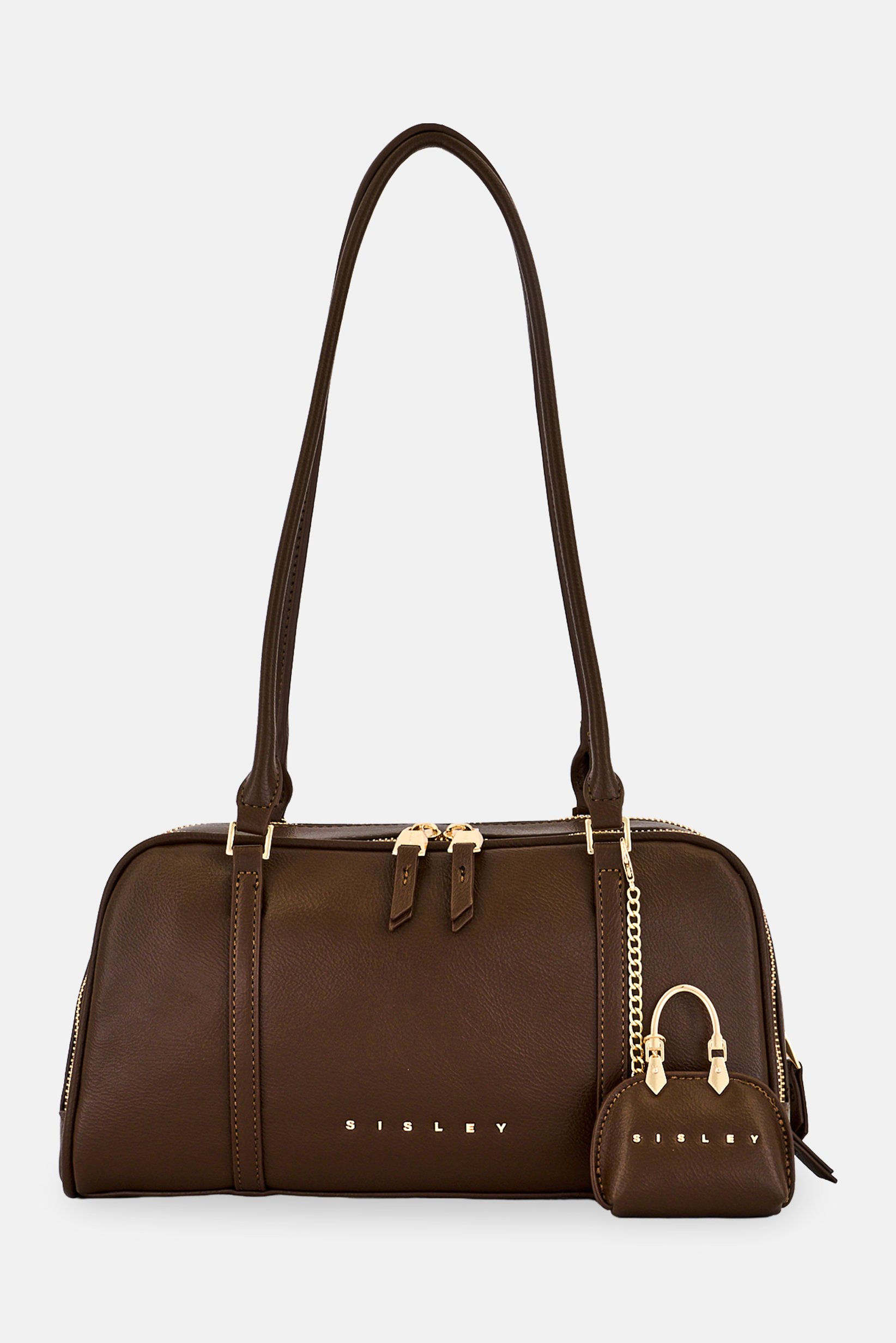 Women Brand Logo Satchel Bag, Brown