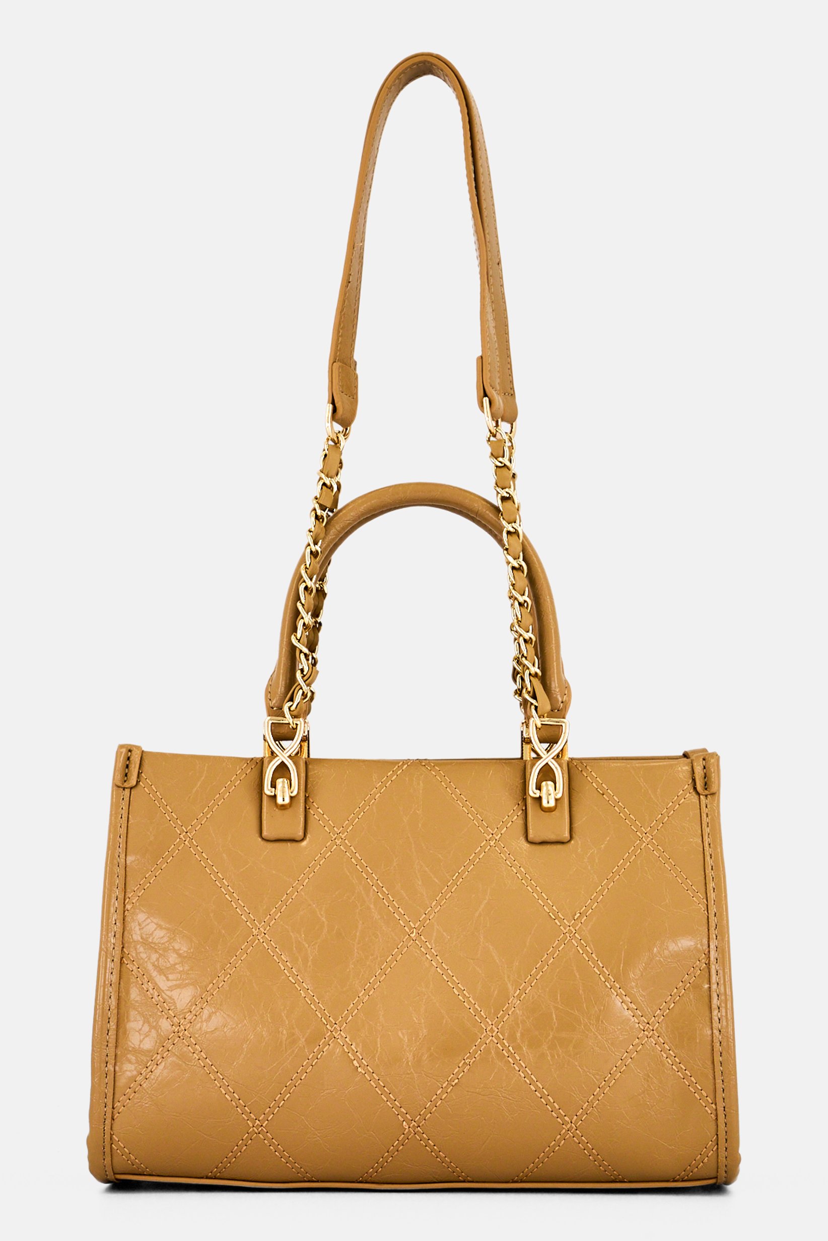 Women Quilted Satchel Bag, Tan