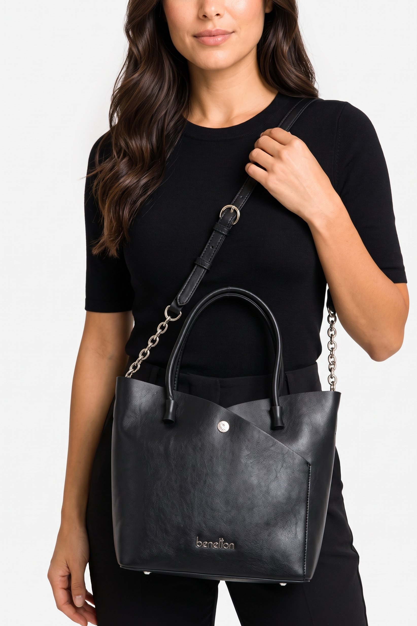 Women Brand Logo Handbag With Pouch, Multicolor
