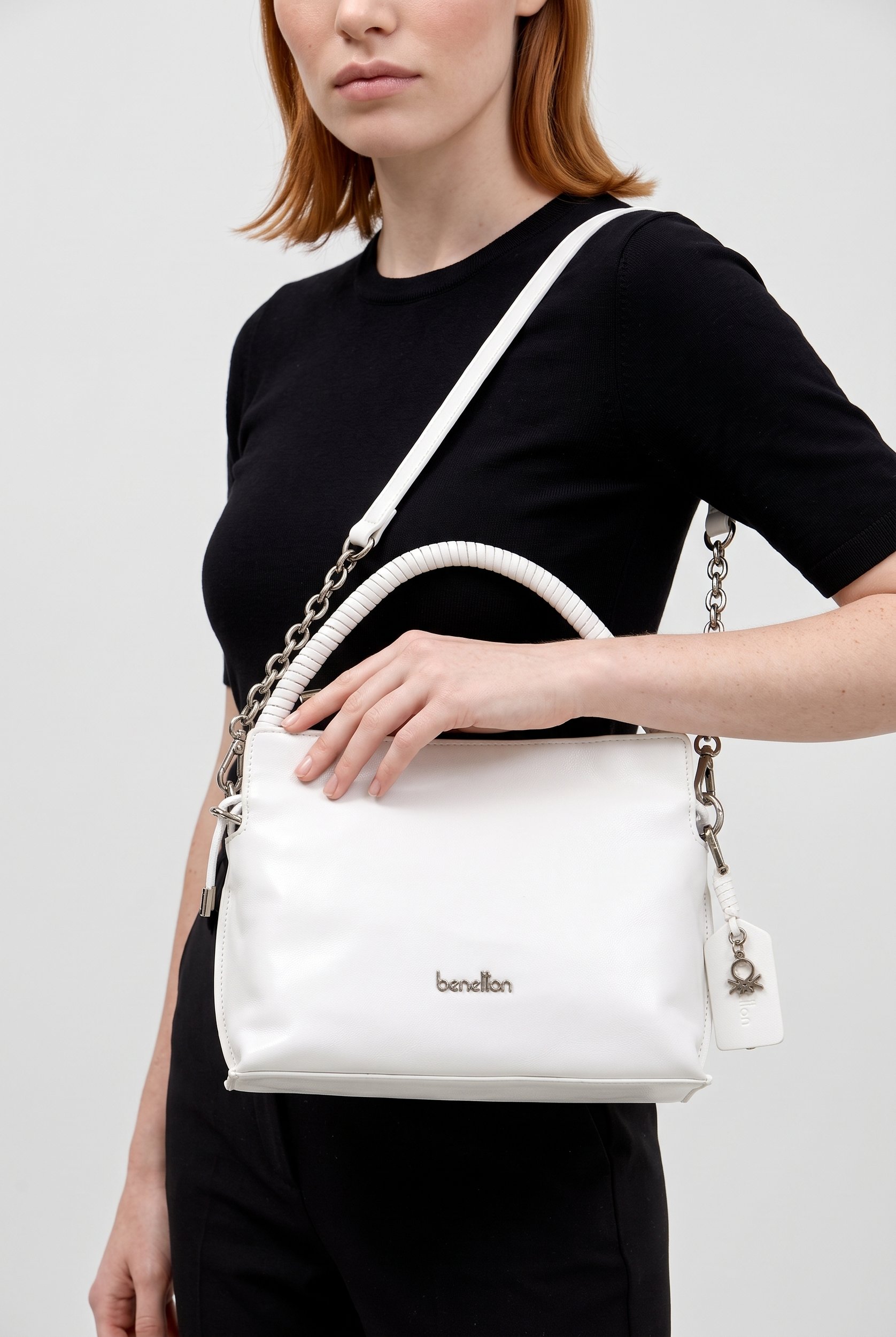 Women Brand Logo Cross Body Bag, White