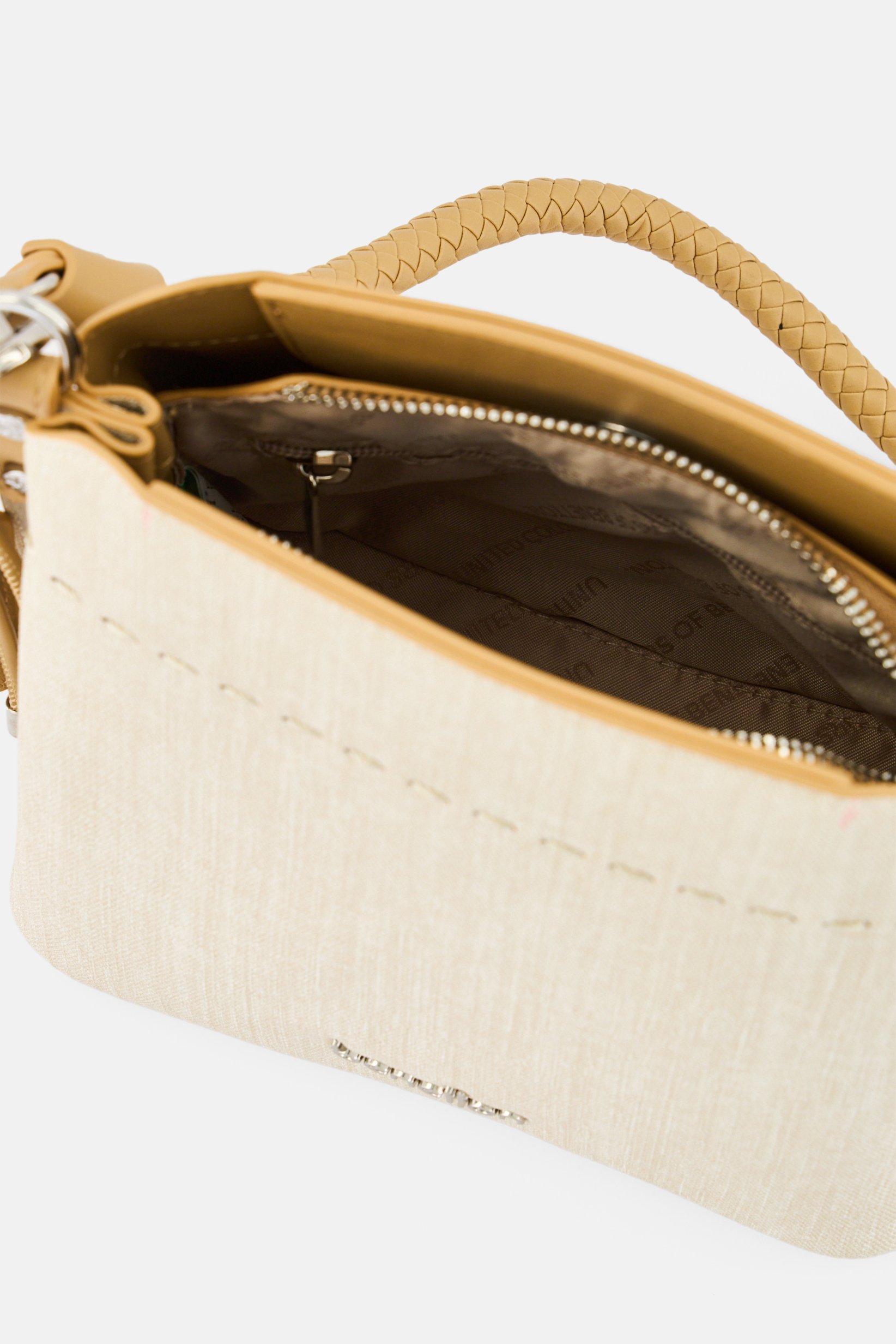 Women Brand Logo Cross Body Bag, Beige