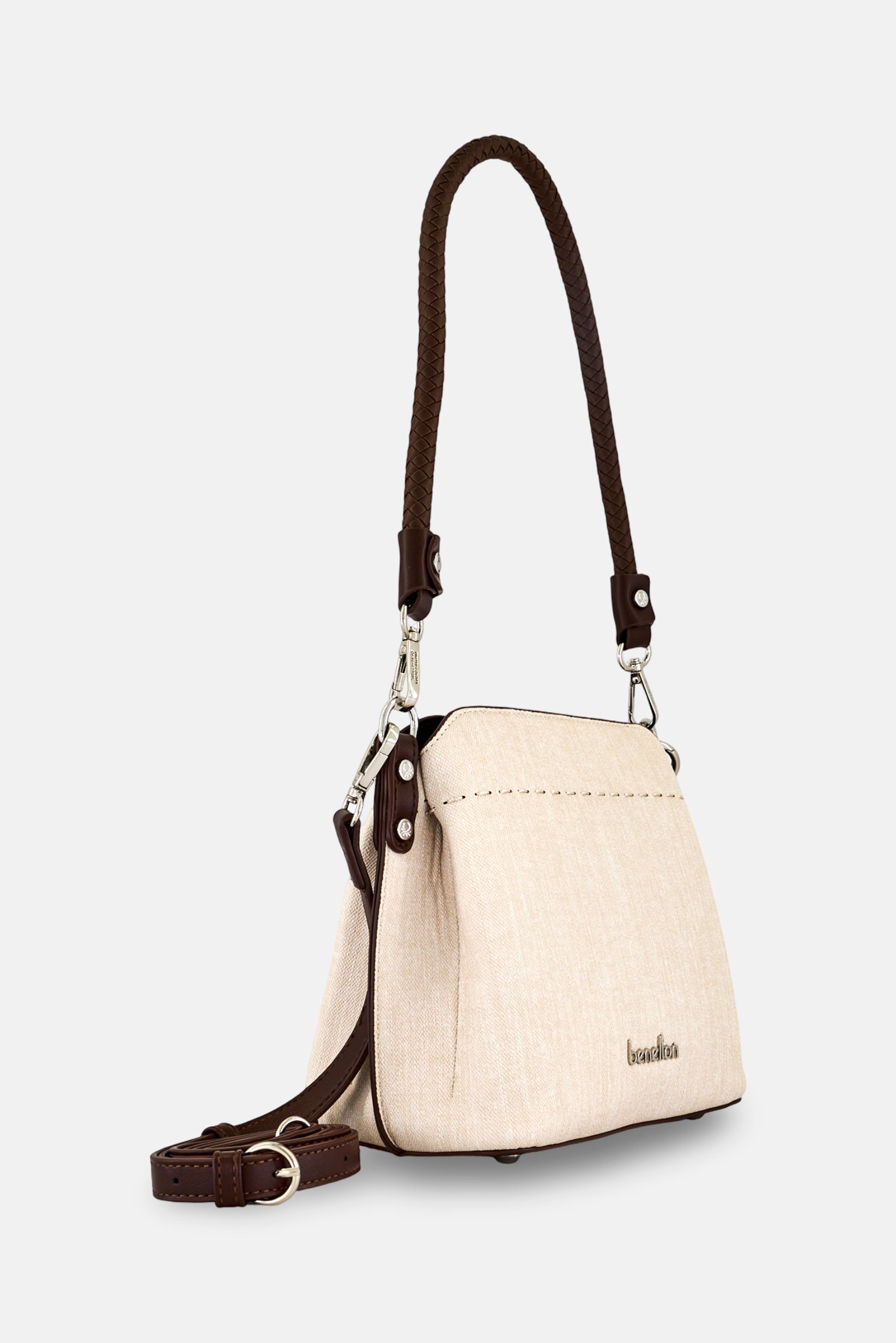 Women Brand Logo Cross Body Bag, Beige