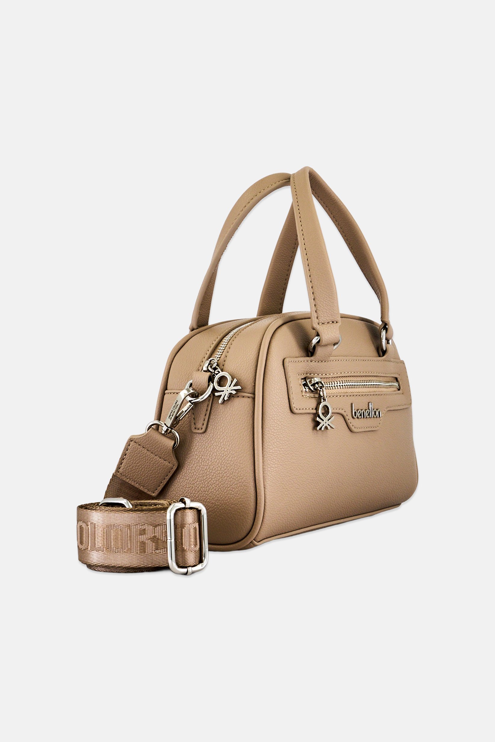 Women Brand Logo Handbag, Beige
