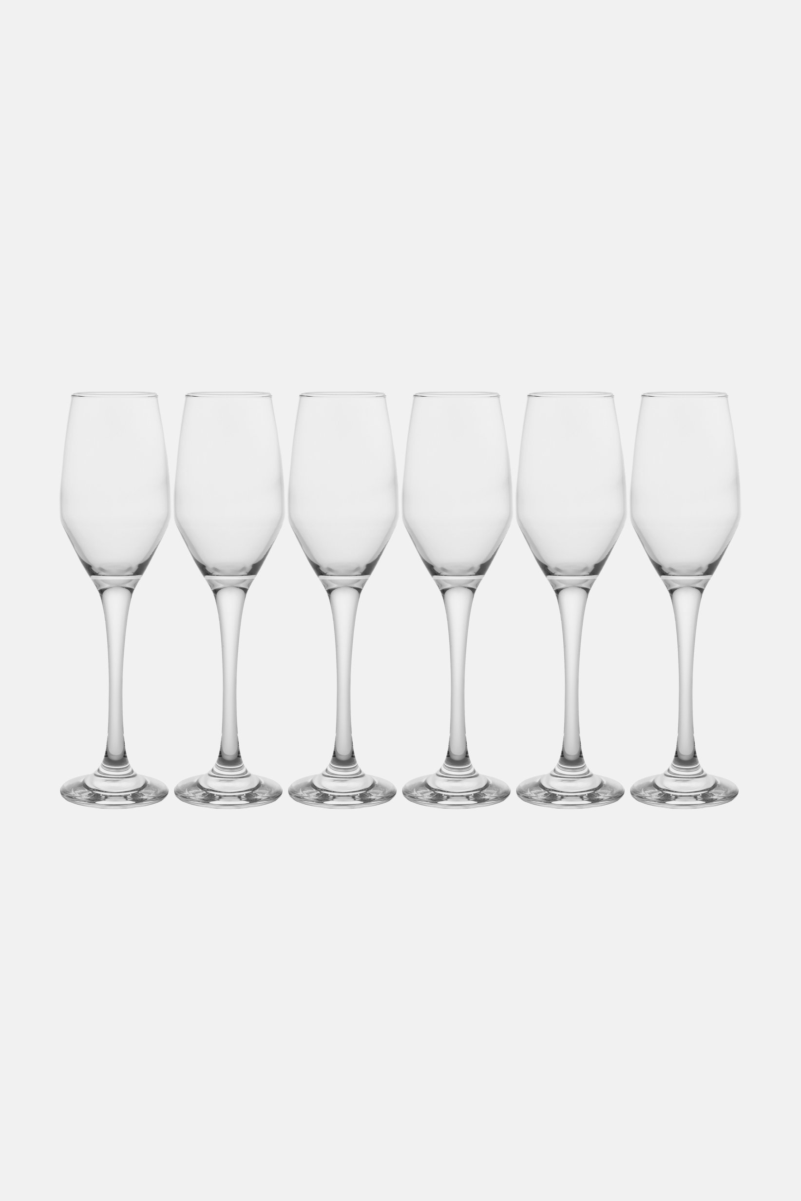 6 Pieces Ella Glass Champagne Flutes 230ml, Transparent