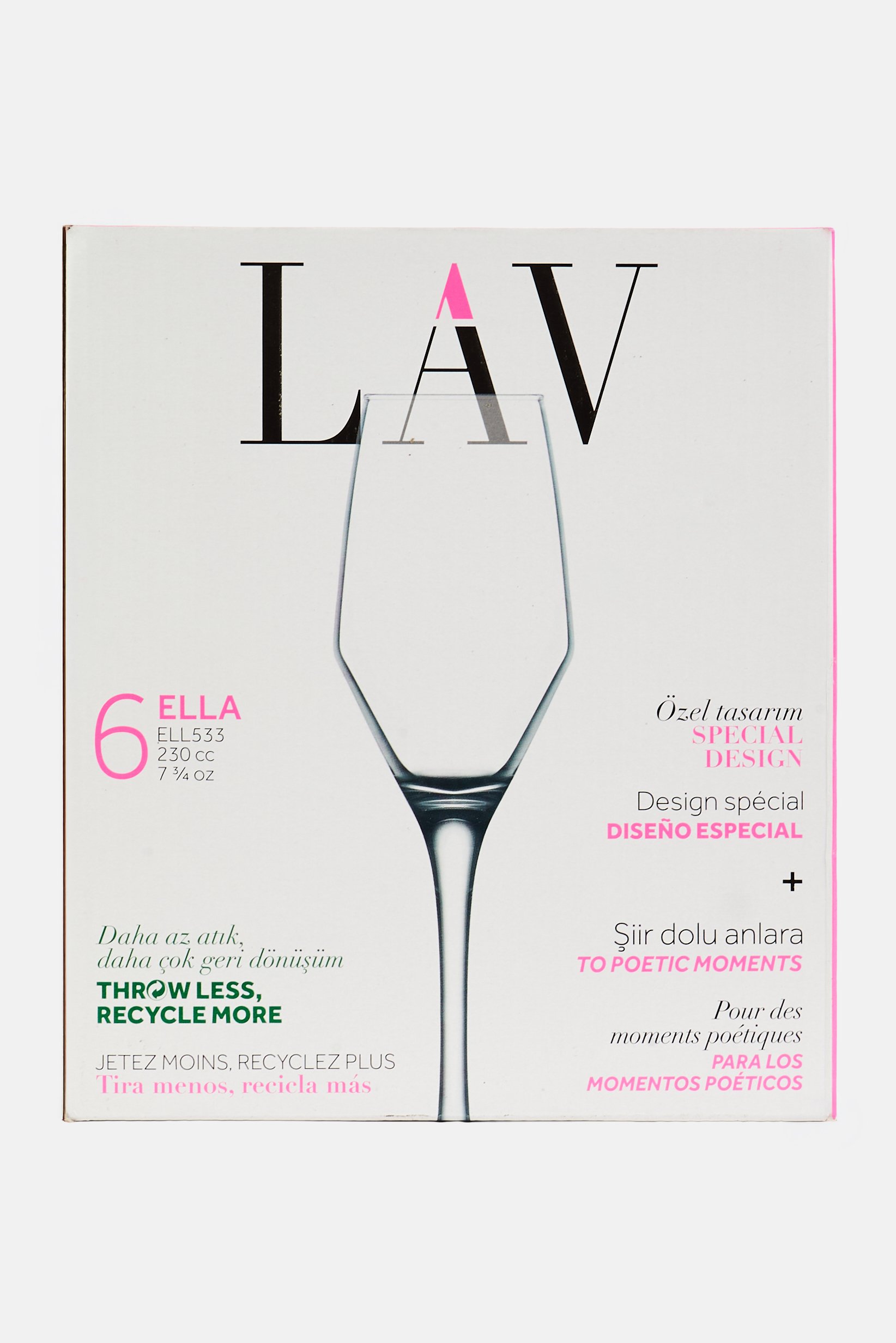 6 Pieces Ella Glass Champagne Flutes 230ml, Transparent