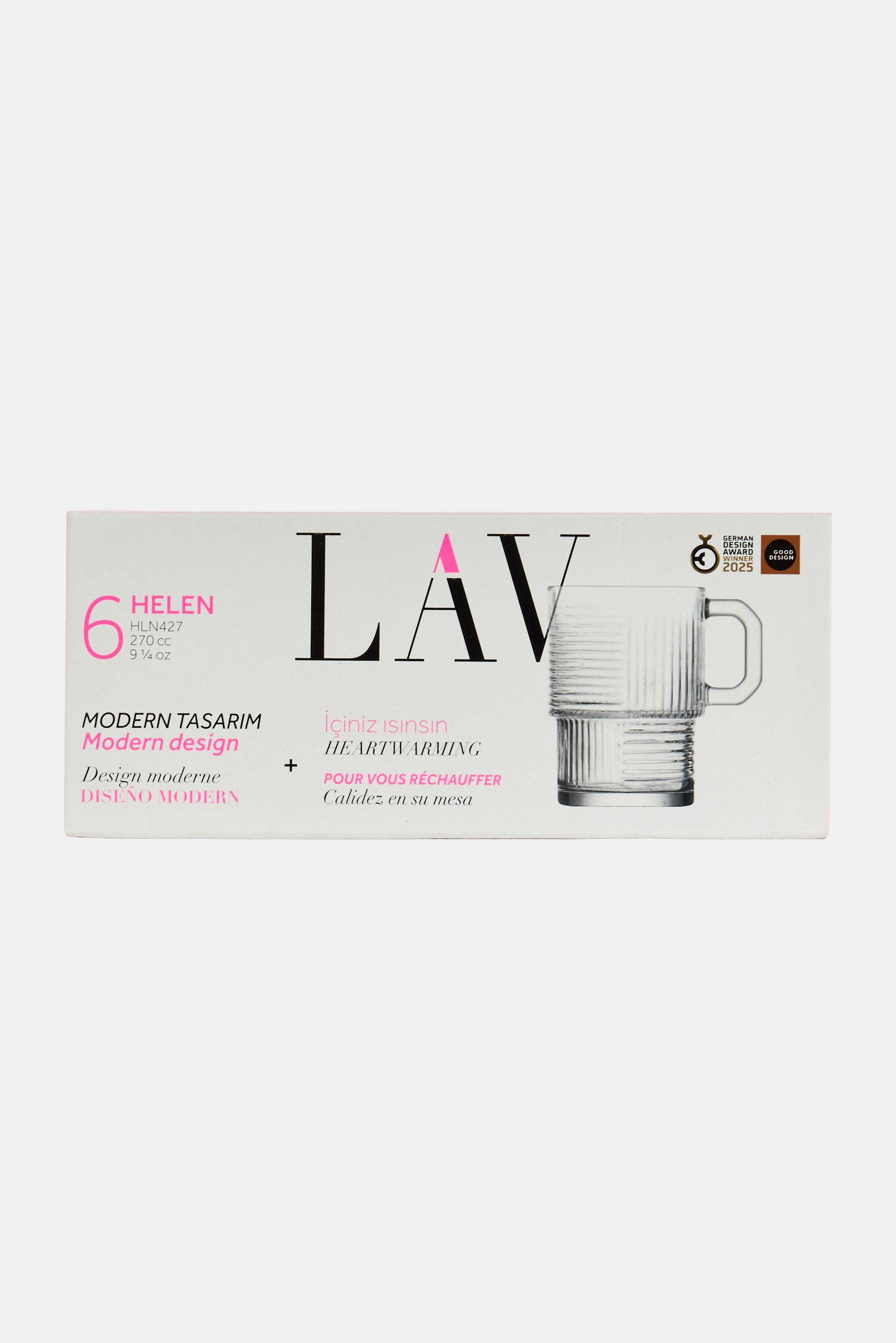 6 Pieces Transparent Glass Coffee Cup 270 ml